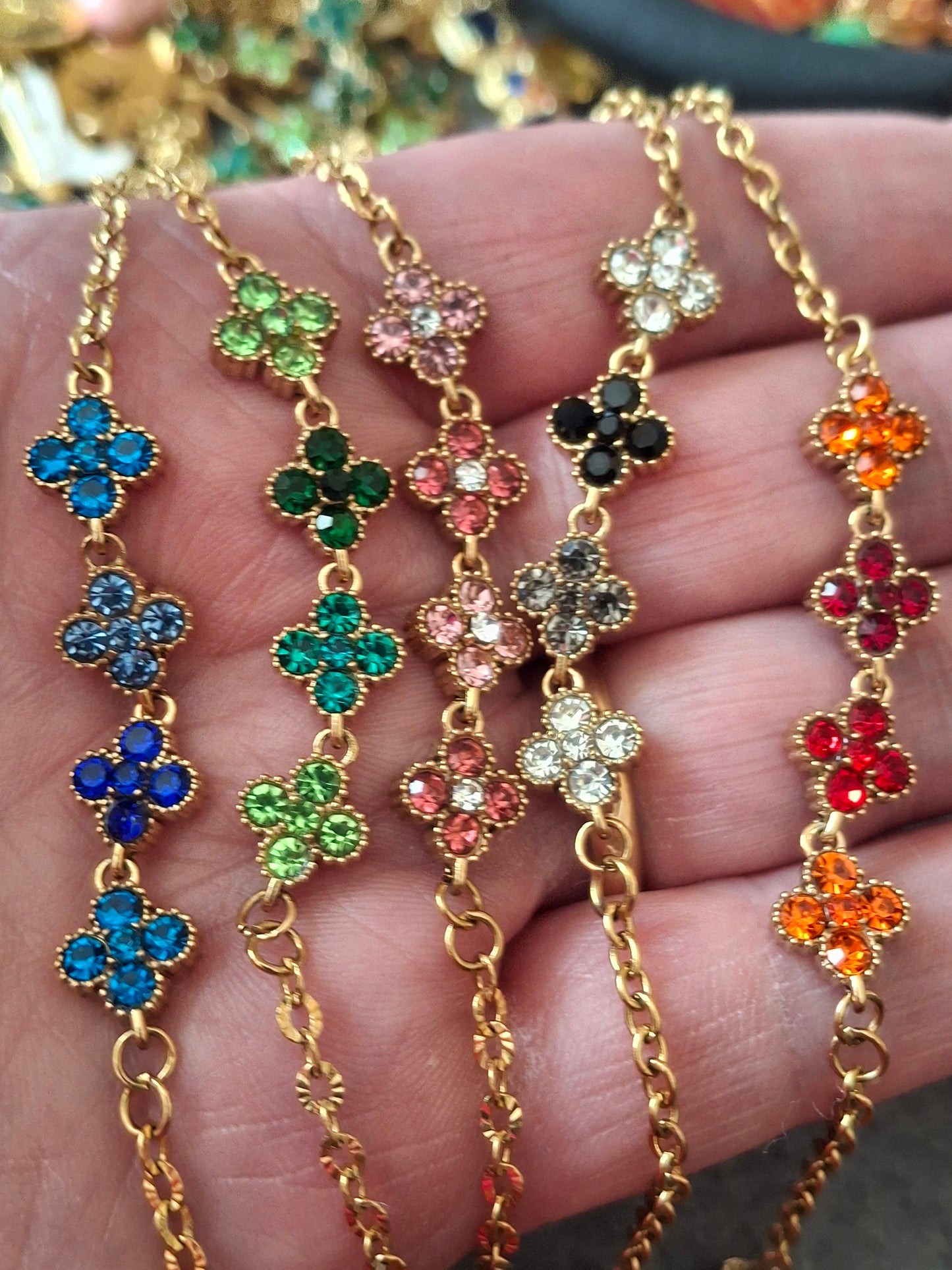Armband Kette Edelstahl 316 Kristall und Kette Edelstahl 316 handgefertigt nur auf Maß