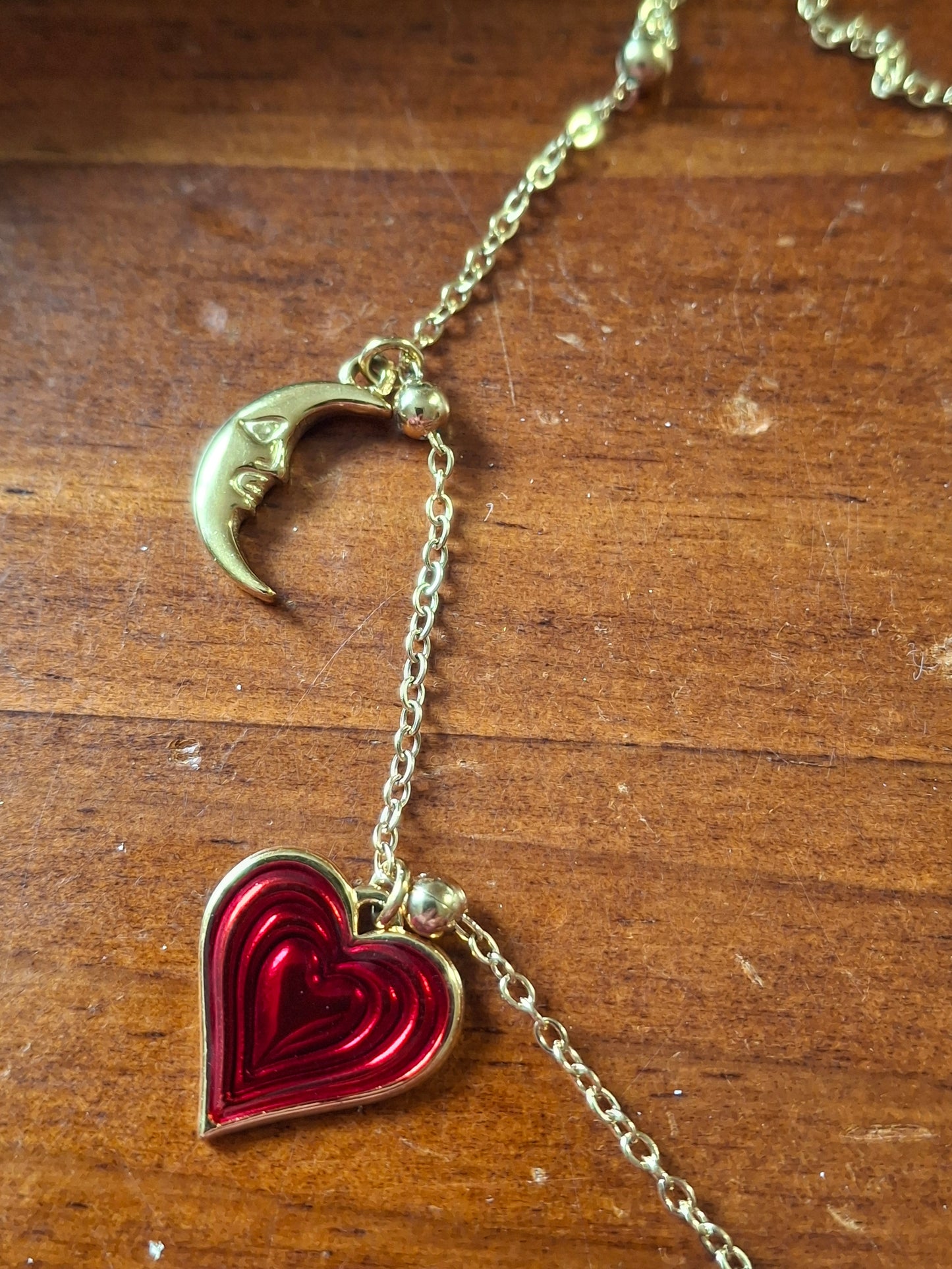 Collier chaîne dorée acier inoxydable stainless steel 316 et breloques stainless steel 316 handmade réglable ajustable