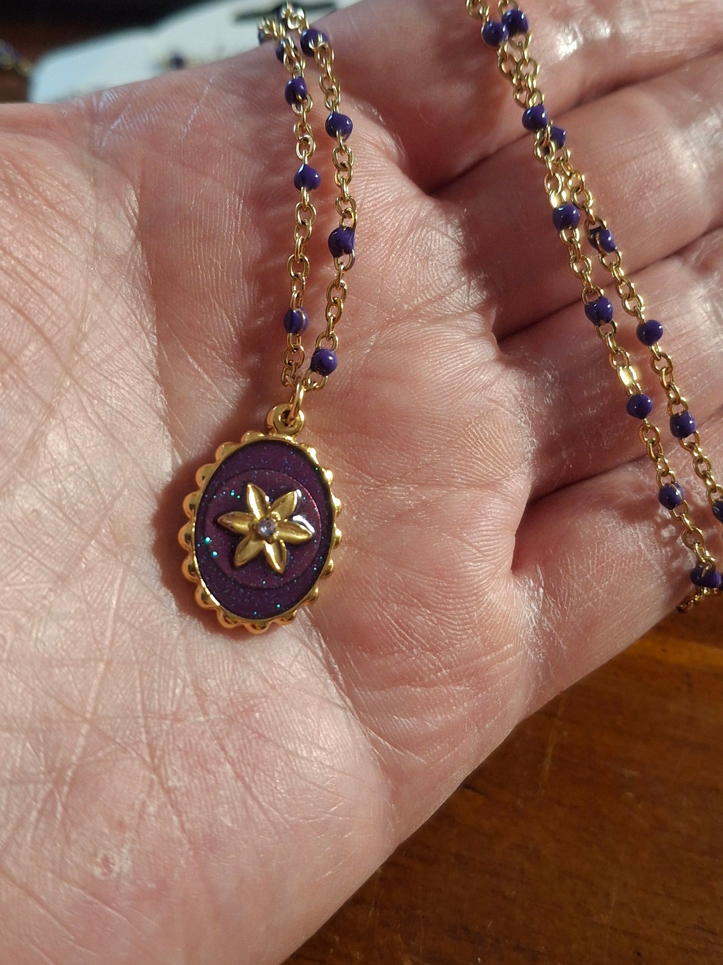 Collier chaîne dorée acier inoxydable Pendentif stainless steel poli