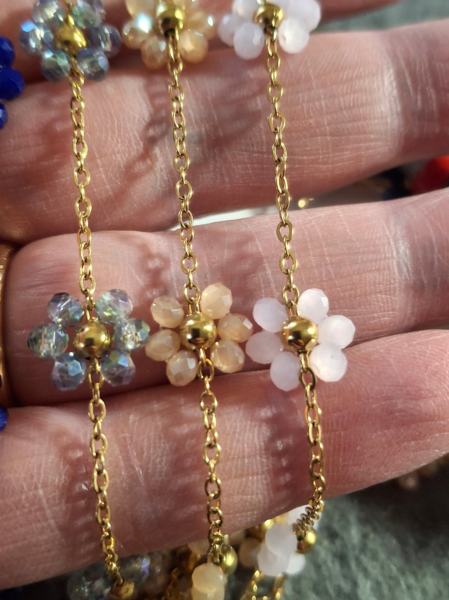 Bracelet chaîne acier inoxydable stainless steel fleurs sur mesure