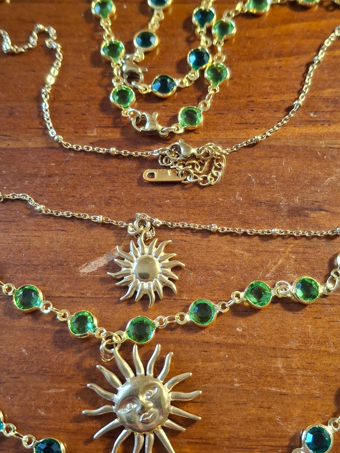 Collier chaîne cuivre ou chaîne acier inoxydable stainless steel pendentif soleil stainless steel