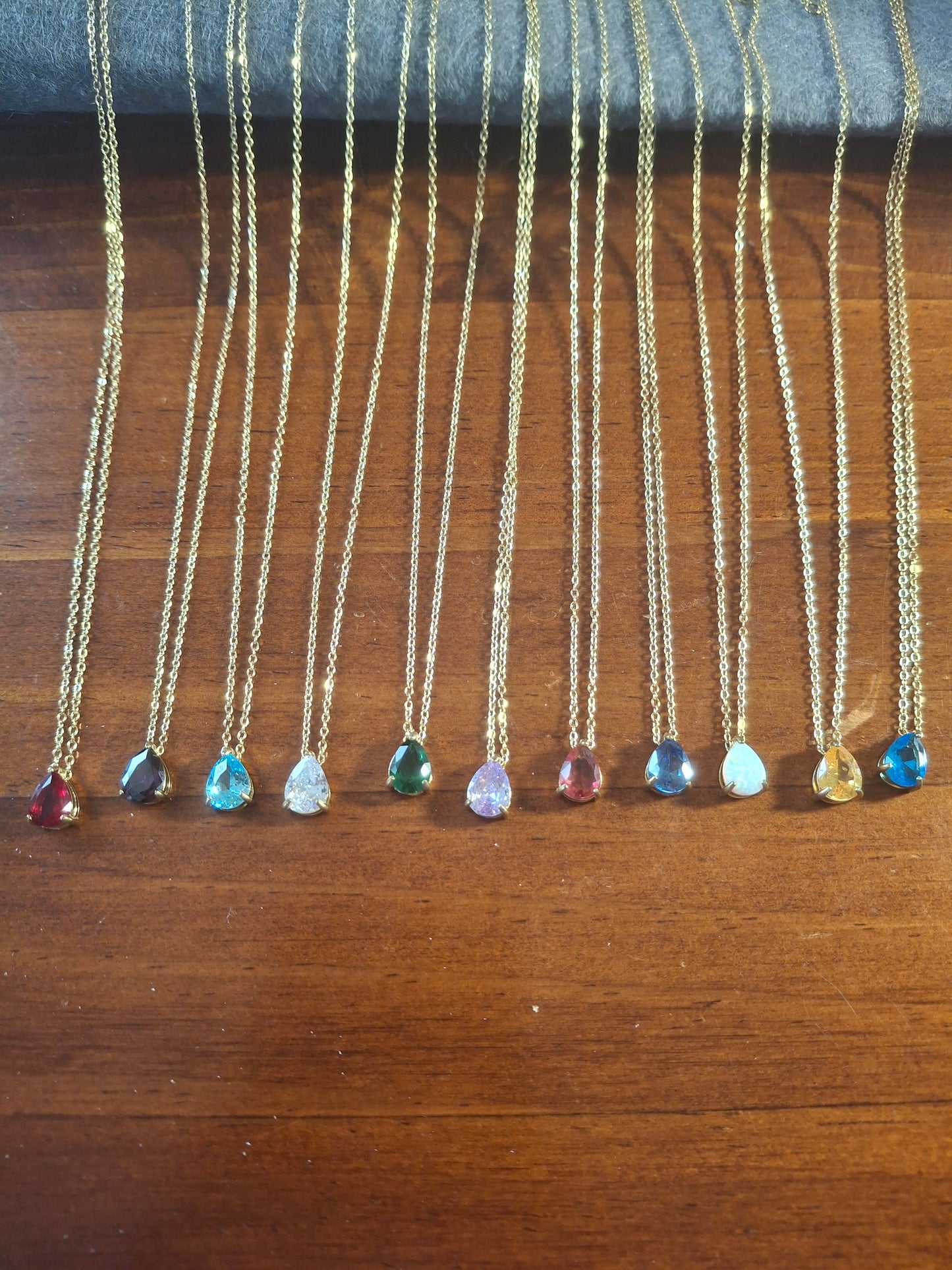 Collier chaîne acier inoxydable stainless steel 316 et cristal pierre de naissance réglable ajustable