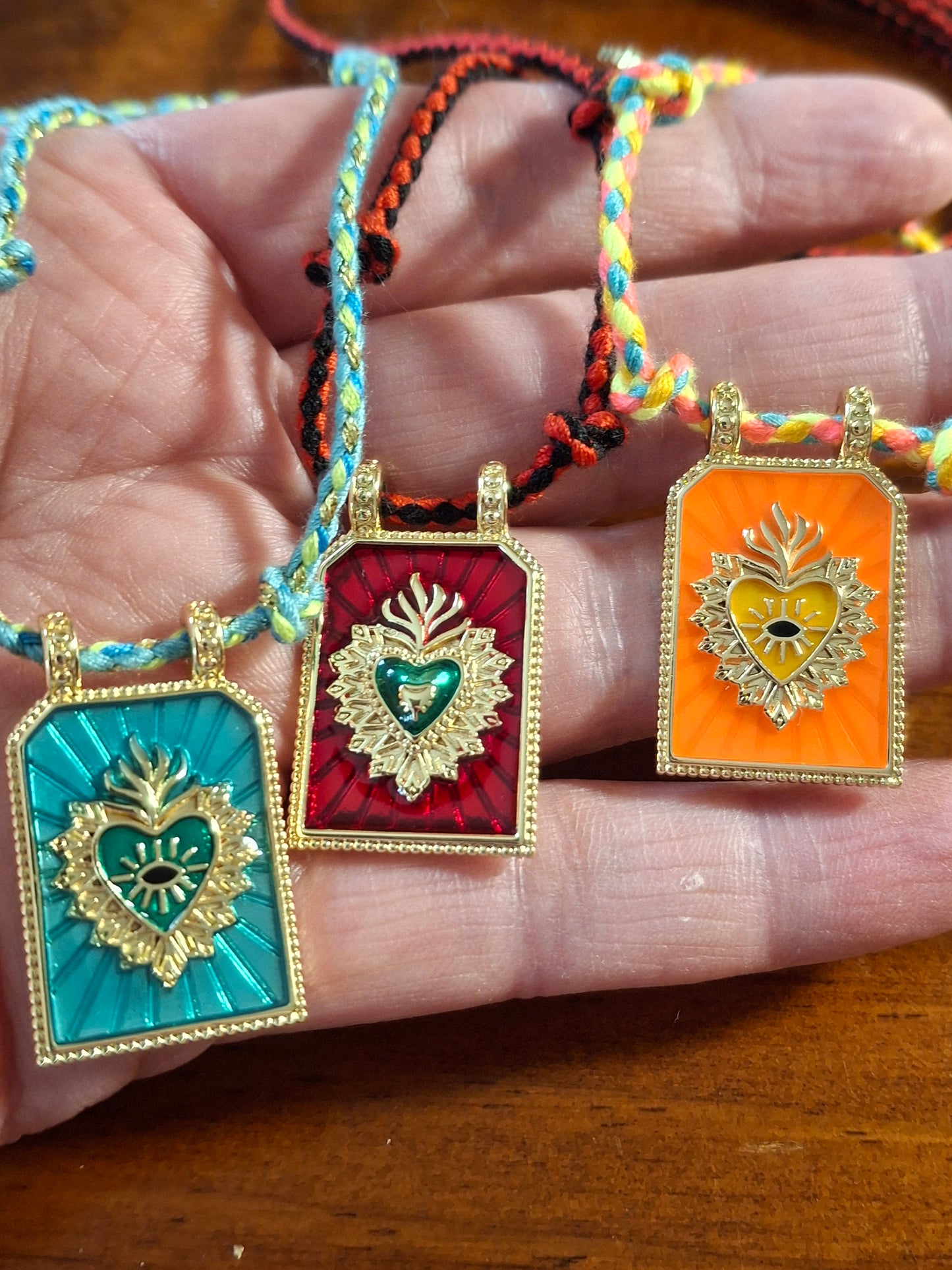 Collier cordon tressé talisman réglable ajustable handmade