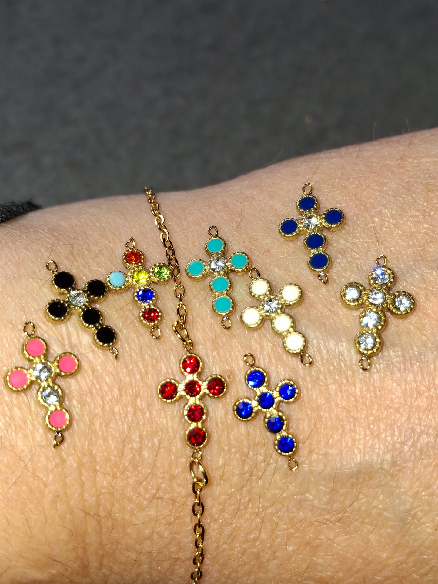 Bracelet chaîne acier inoxydable stainless steel 316 et croix stainless steel 316 plaqué or sur mesure