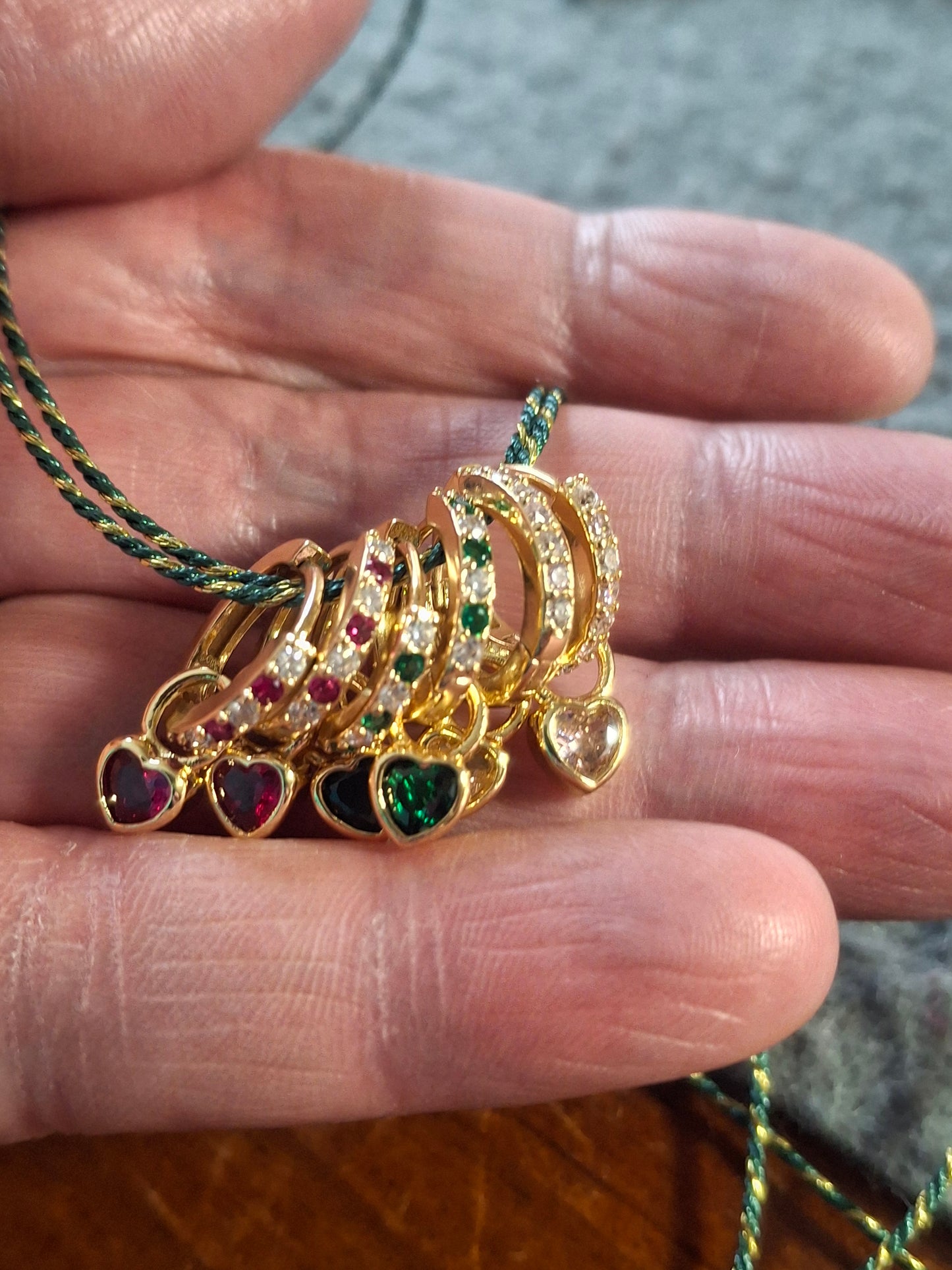 Single earrings, 316 stainless steel huggies and heart pendant with zirconia