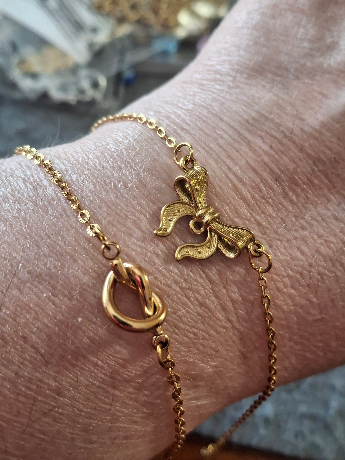 Armband, Edelstahl, Herz- oder Knotenelement aus Edelstahl, nur auf Maßanfertigung