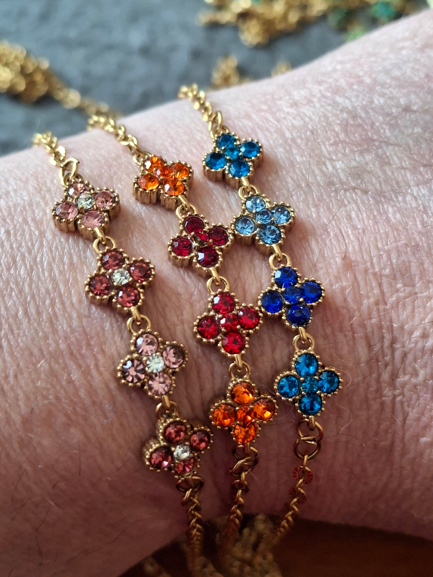 Armband Kette Edelstahl 316 Kristall und Kette Edelstahl 316 handgefertigt nur auf Maß