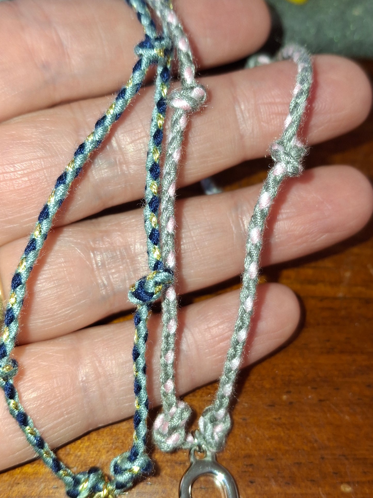 Collier cordon tressé réglable ajustable handmade Pendentif croix ANKH stainless steel 316 poli