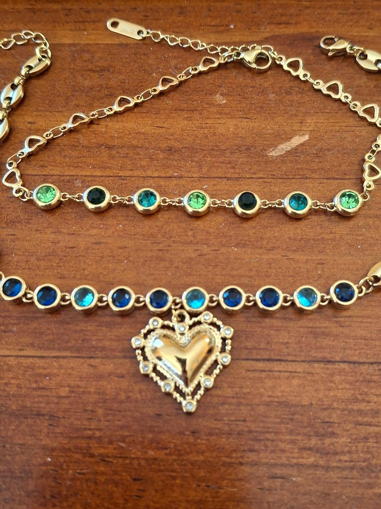 Armband Kette Edelstahl 316 von sehr schöner Qualität mit Kristallbesatz, handgefertigt nach Maß