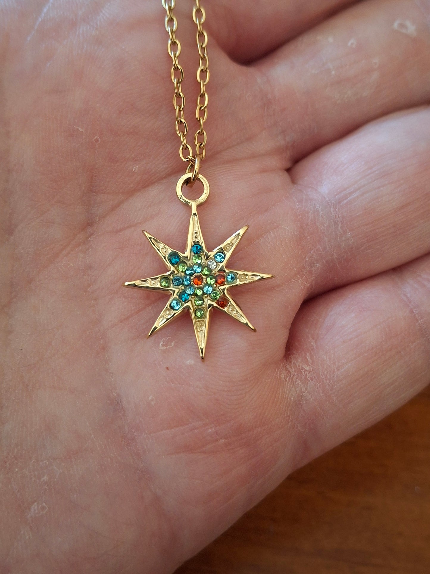 Edelstahl Goldkette Halskette Edelstahl Polarstern Anhänger Edelstahl
