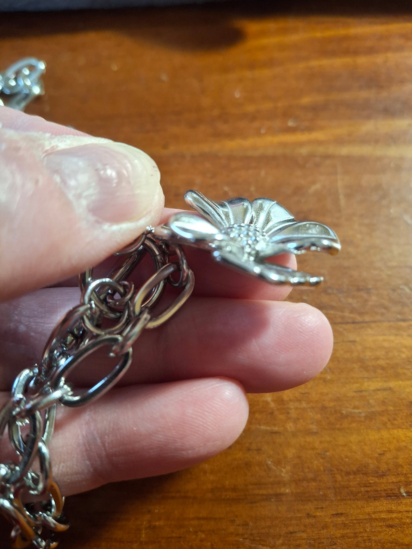 Collier chaîne acier inoxydable stainless steel 316 rhodié maille gourmette pendentif fermoir toggle