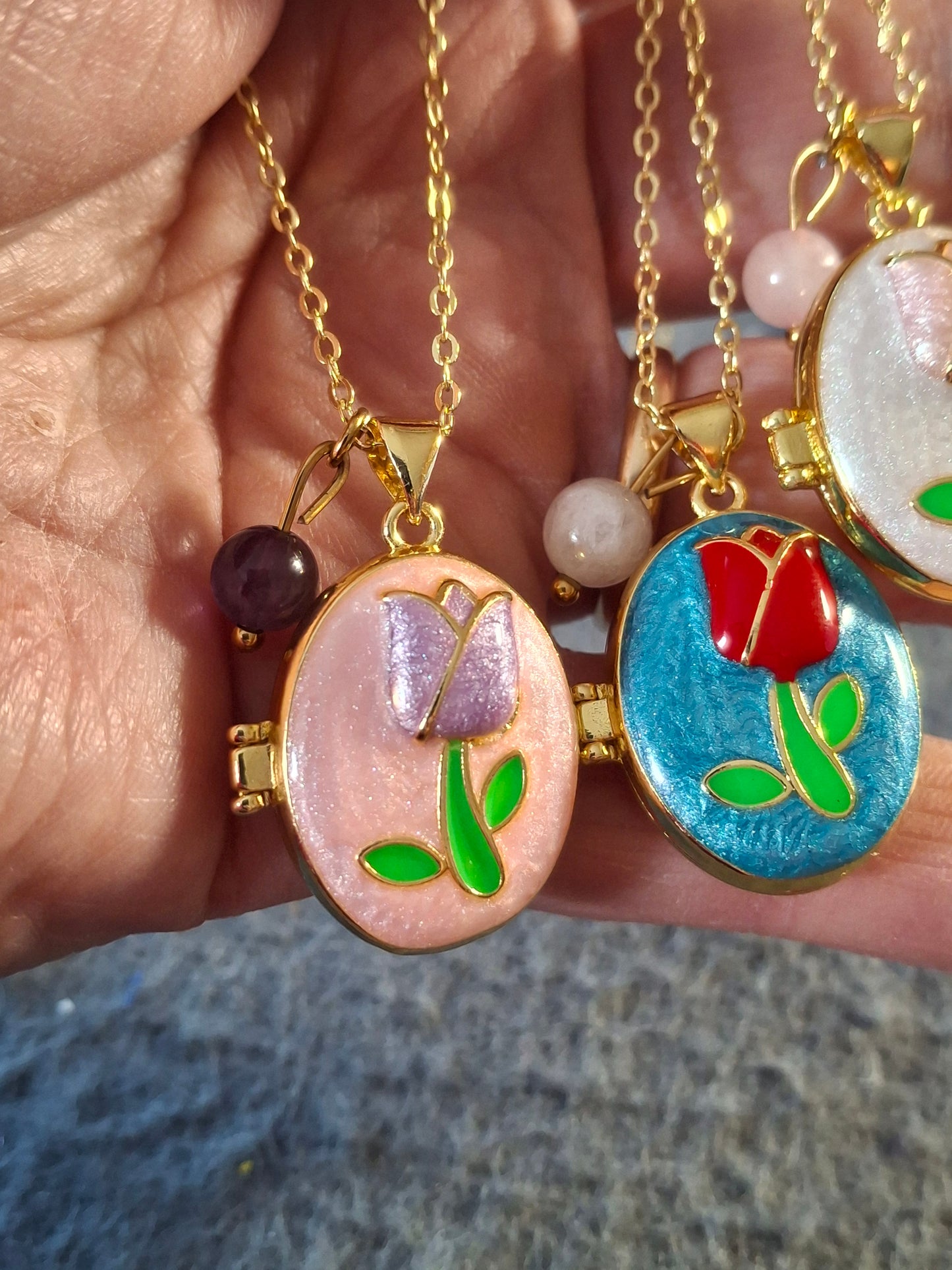 Collier pendentif porte photo et perle réglable ajustable