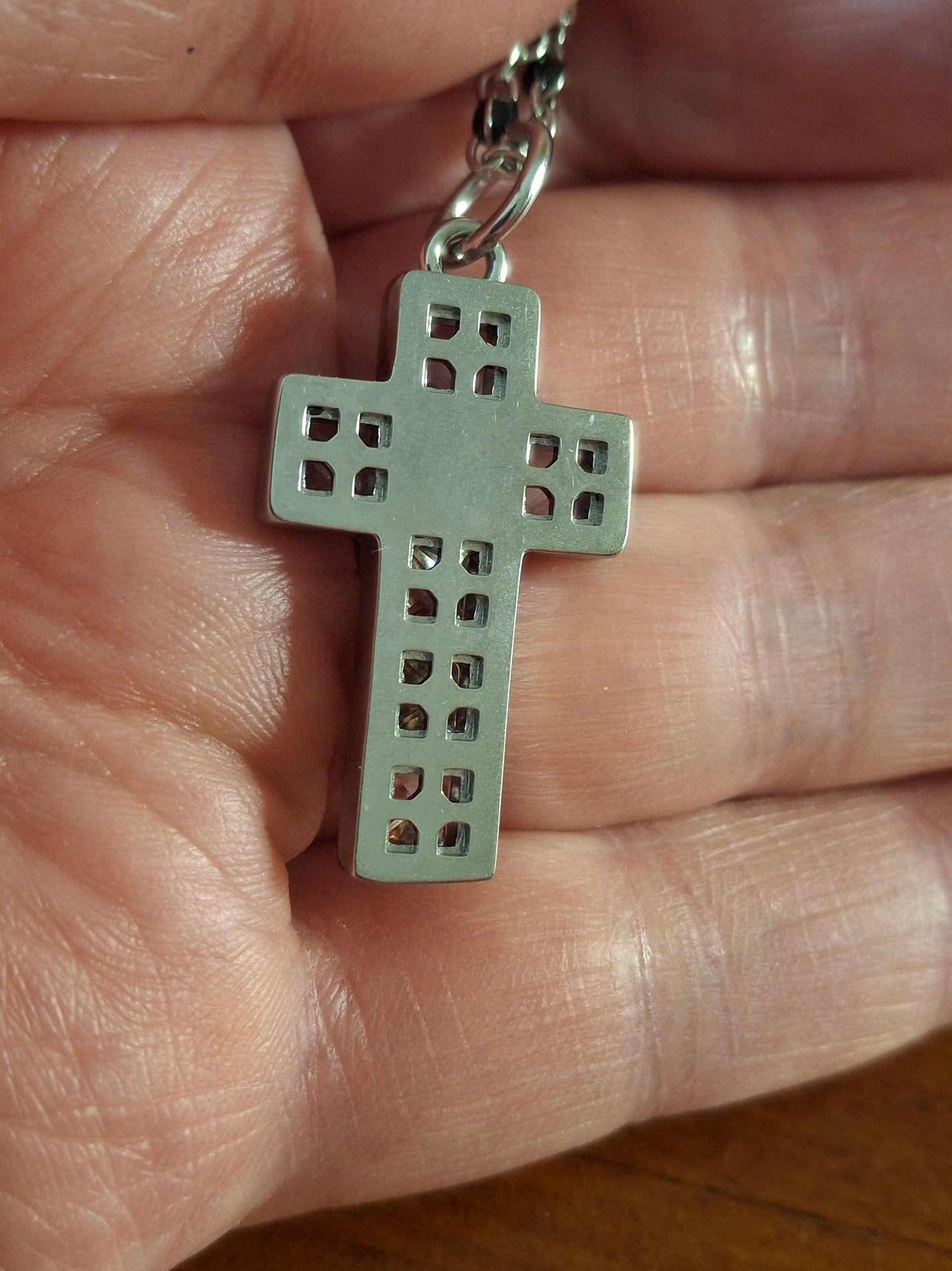 Collier chaîne acier inoxydable stainless steel et croix stainless steel 316 cristal