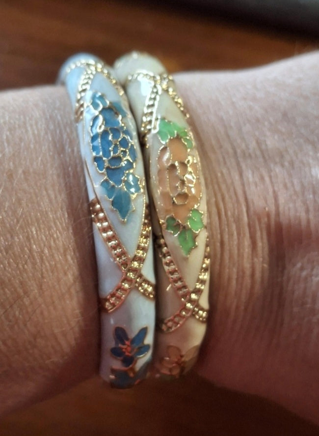 Jonc rigide vintage email cloisonné bohème