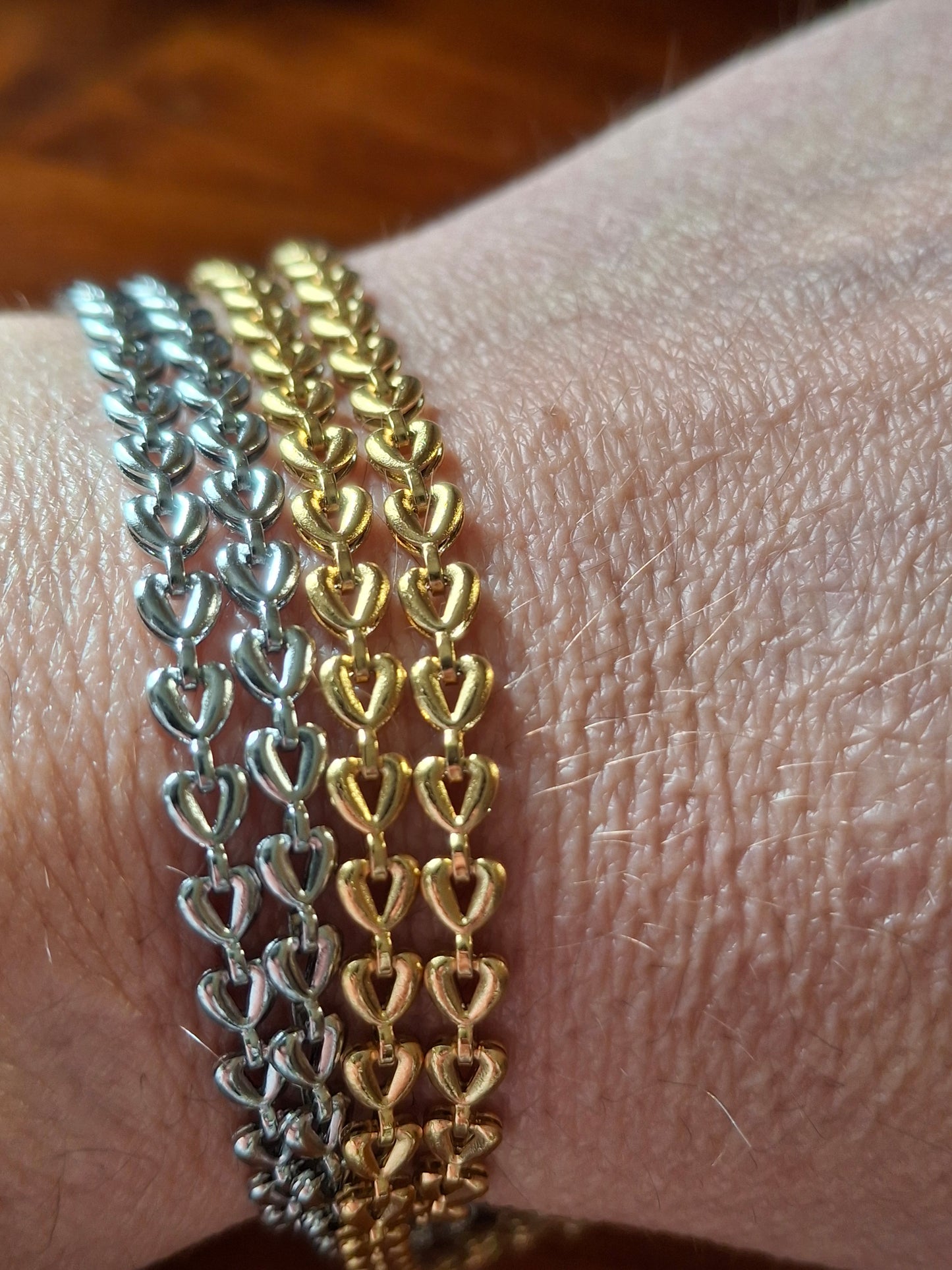 Bracelet chaîne acier inoxydable stainless steel 316 motif cœur sur mesure