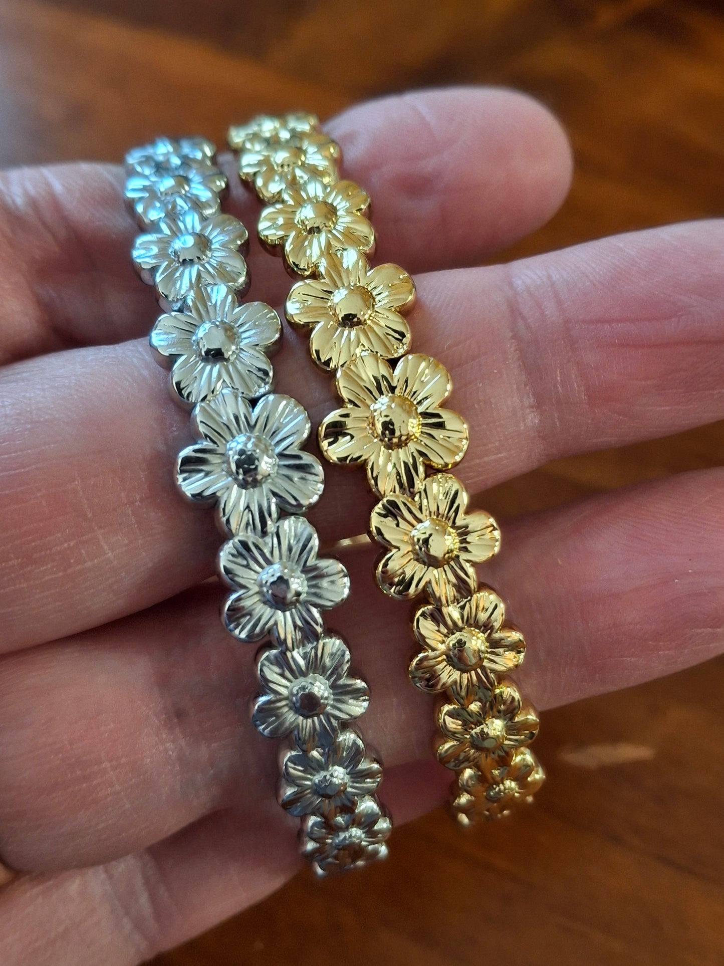 Jonc rigide fleurs acier inoxydable stainless steel 316 de qualité supérieure