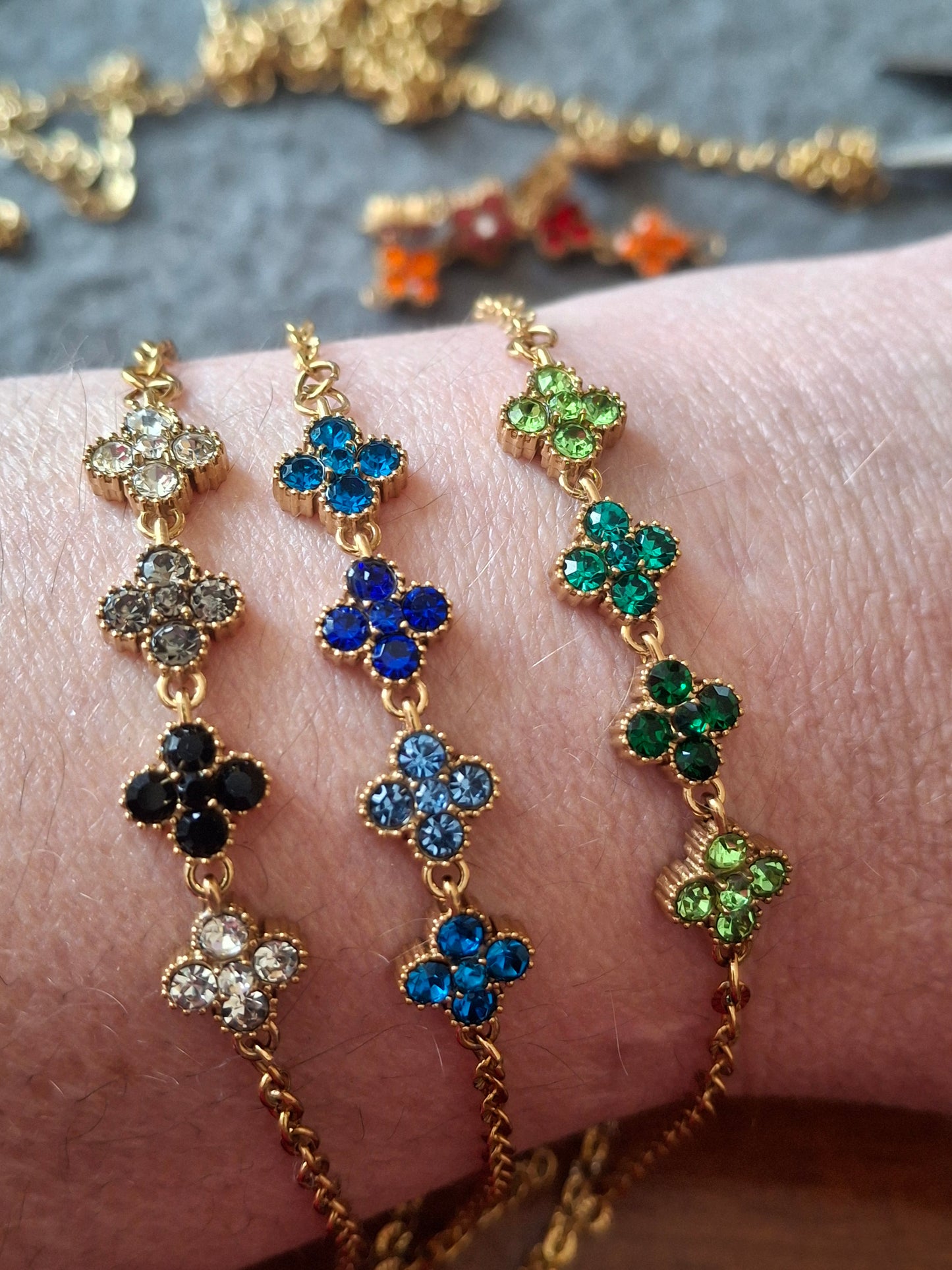 Armband Kette Edelstahl 316 Kristall und Kette Edelstahl 316 handgefertigt nur auf Maß