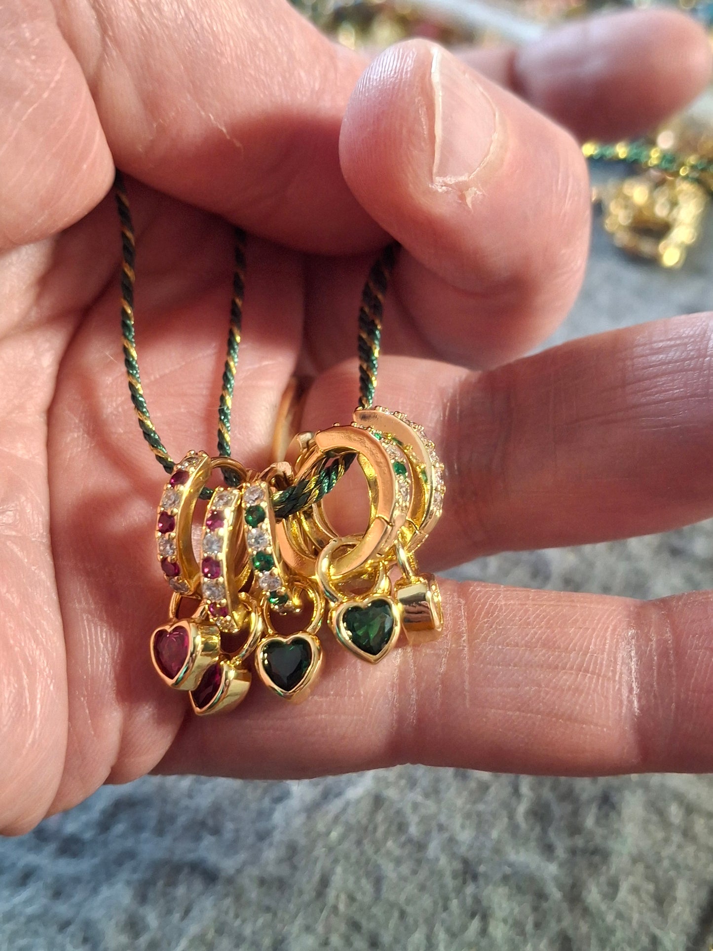 Single earrings, 316 stainless steel huggies and heart pendant with zirconia