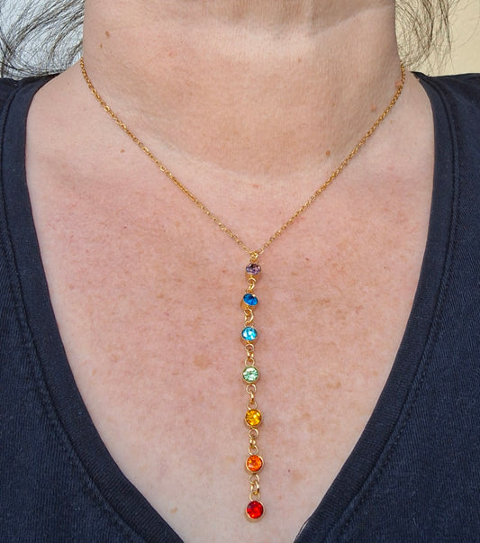 Y necklace, stainless steel 316, 7 chakras