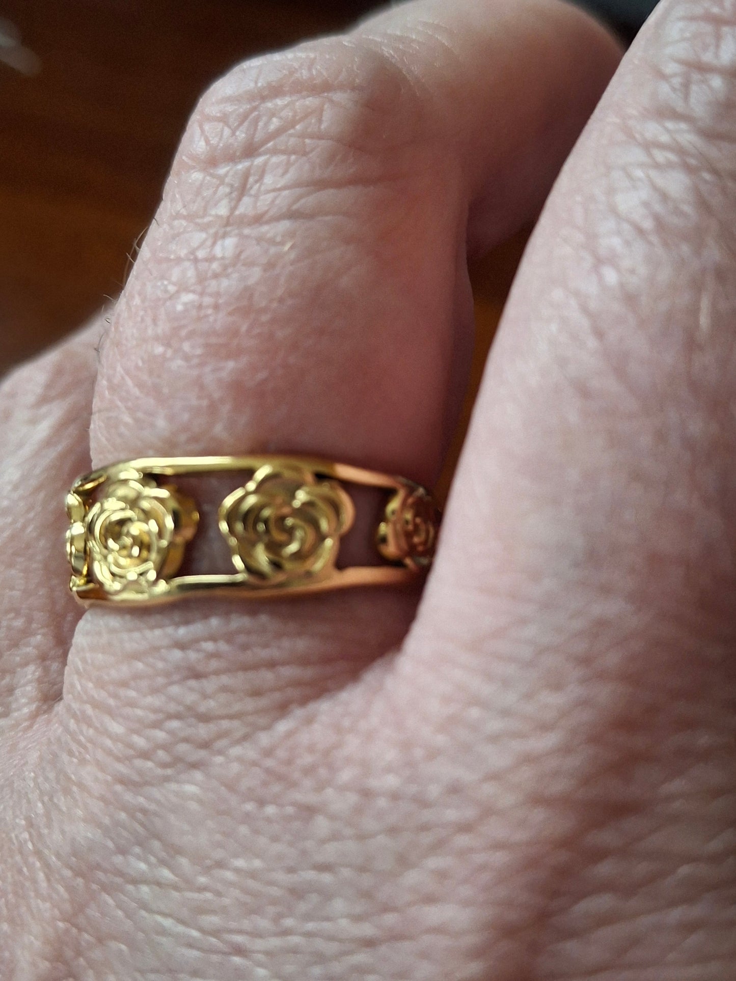 Bague acier inoxydable stainless steel 316 ,motif fleurs réglable ajustable