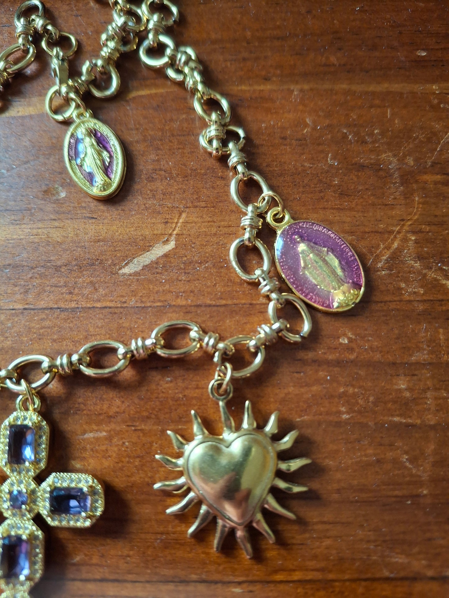 Collier chaîne maille gourmette acier inoxydable stainless steel 316 breloques handmade réglable