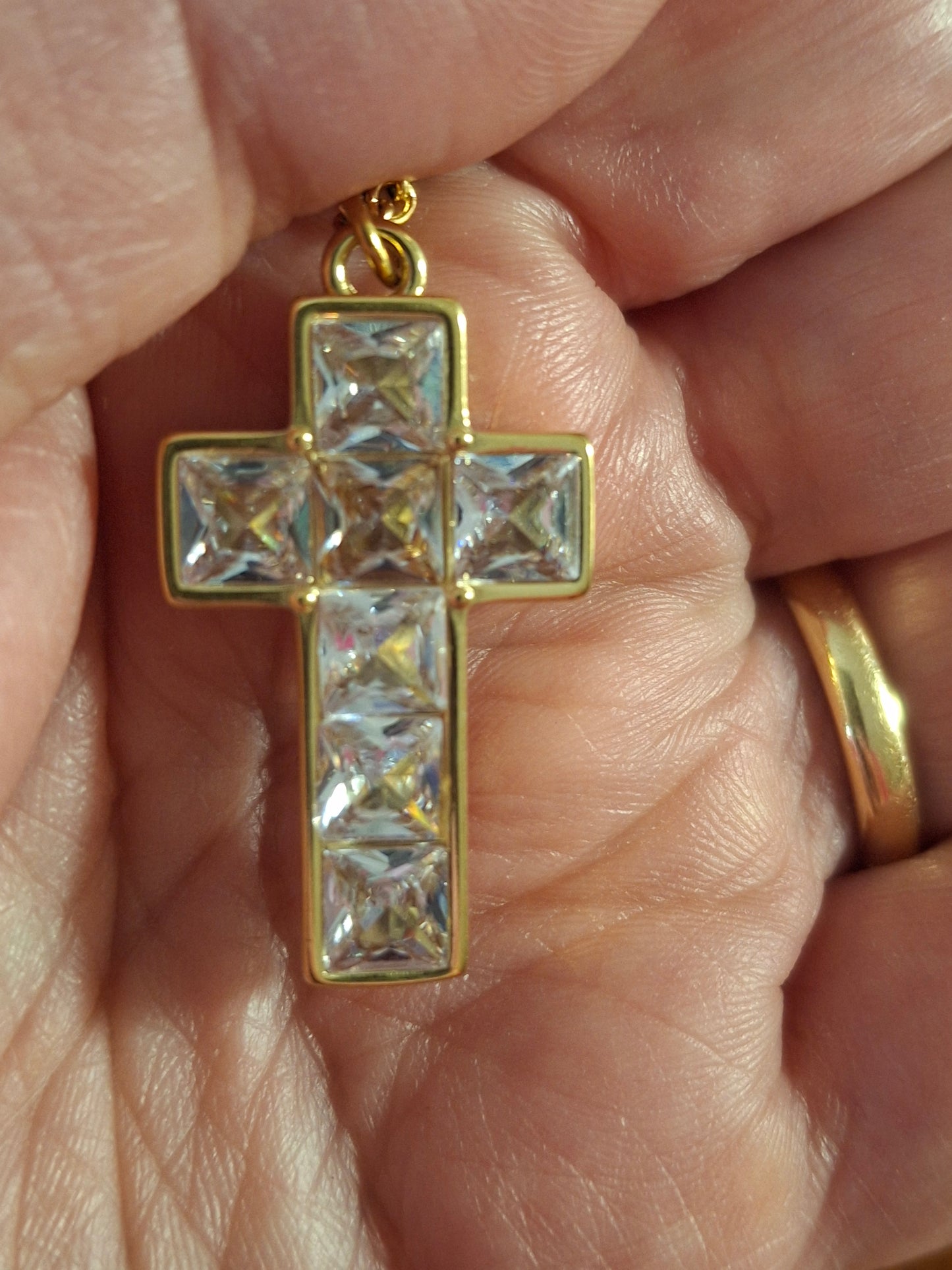 Collier chaîne acier inoxydable stainless steel et croix stainless steel 316 cristal