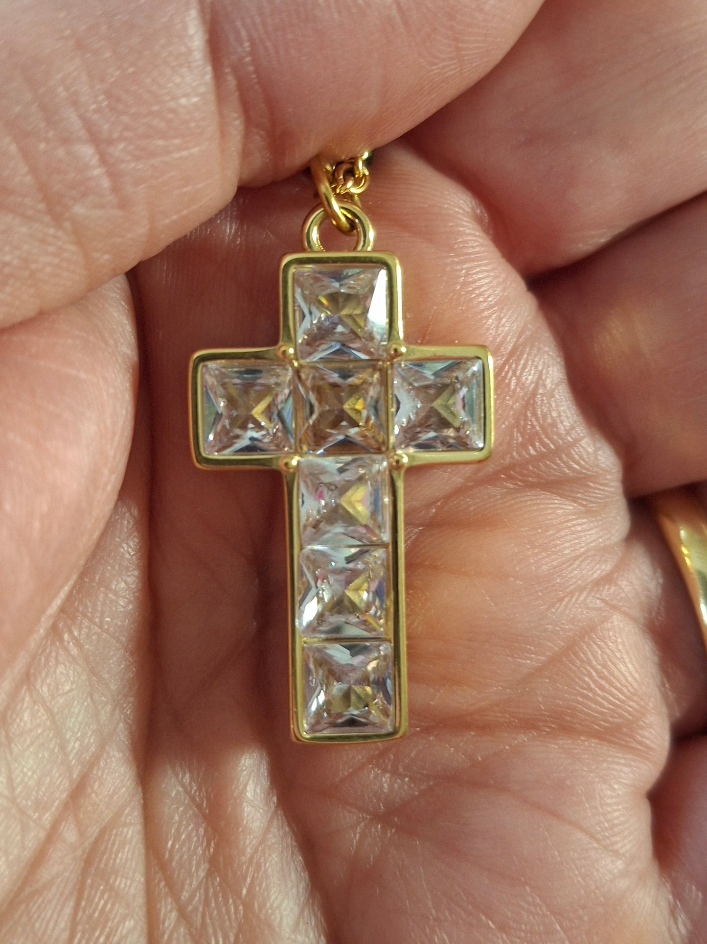 Collier chaîne acier inoxydable stainless steel et croix stainless steel 316 cristal