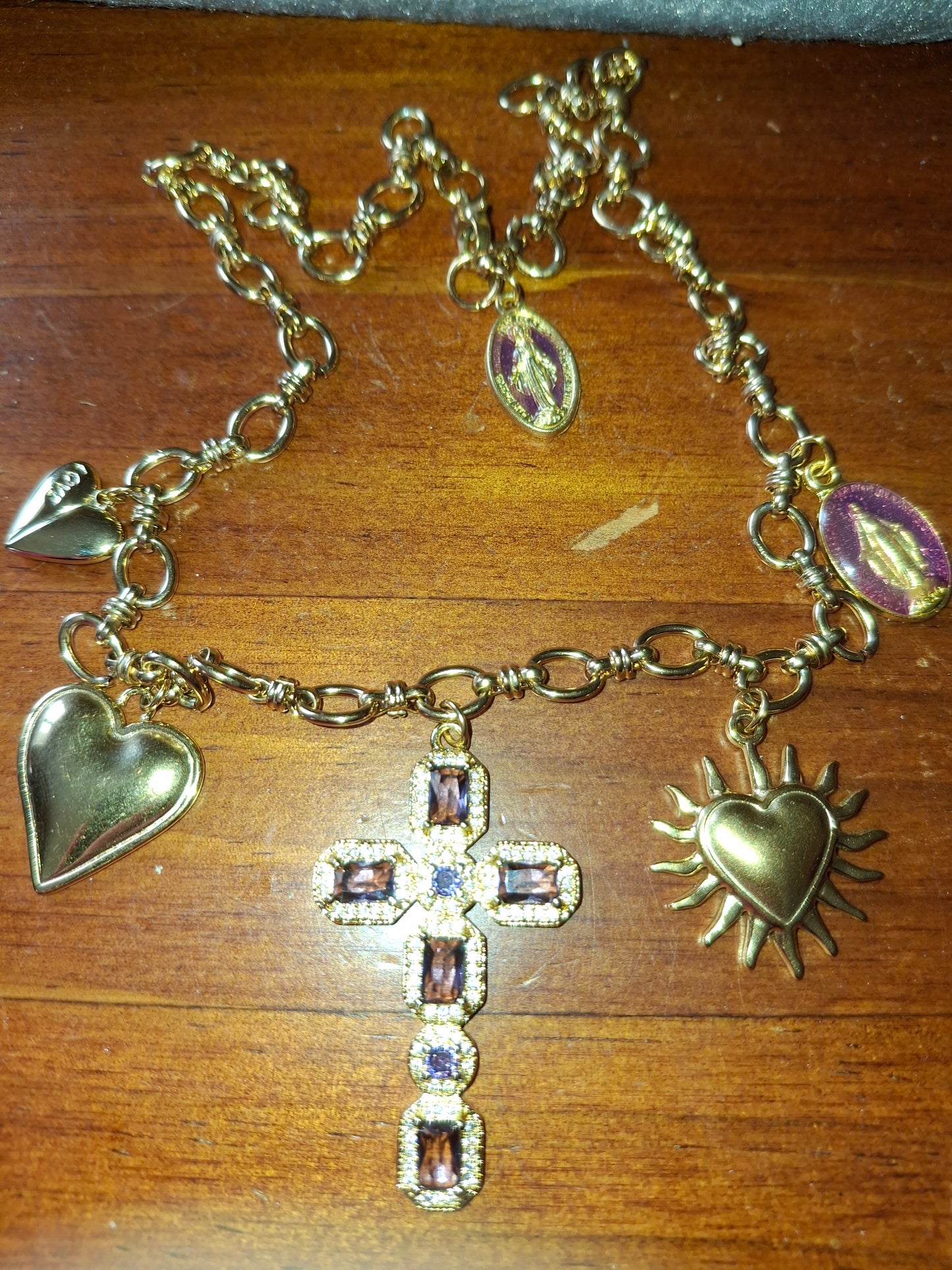 Collier chaîne maille gourmette acier inoxydable stainless steel 316 breloques handmade réglable