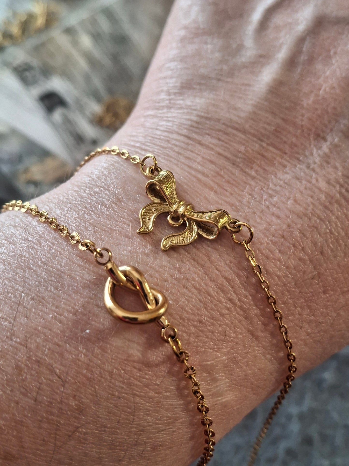 Armband, Edelstahl, Herz- oder Knotenelement aus Edelstahl, nur auf Maßanfertigung