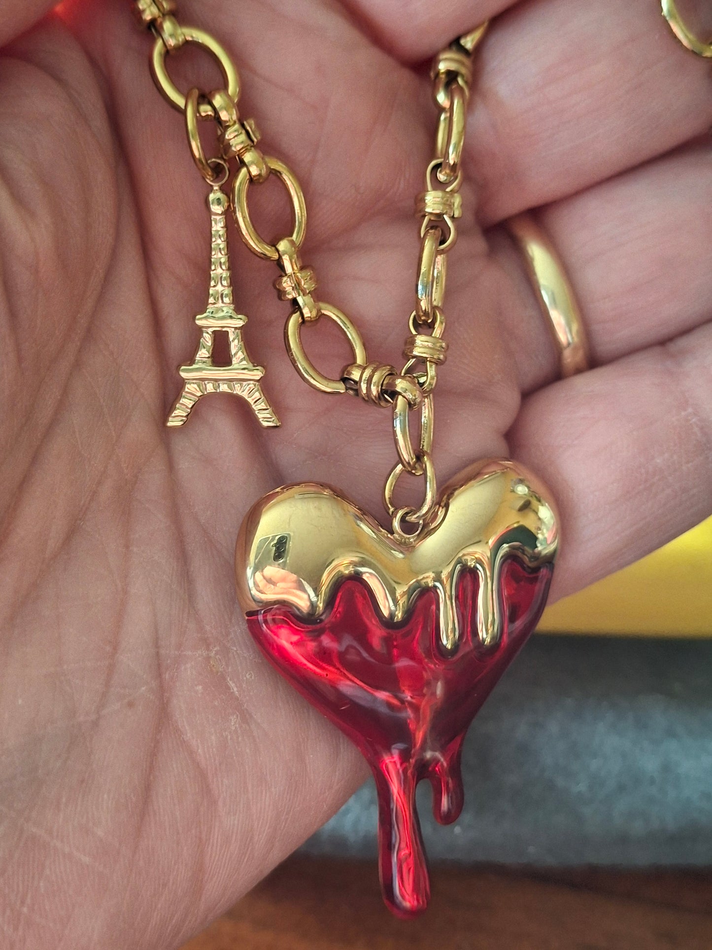 Verstellbare Edelstahl-316-Panzerkette mit Herz- und Eiffelturm-Anhängern