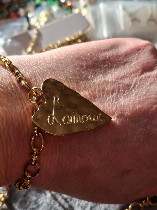 Bracelet maille gourmette stainless steel 316 grand cœur stainless steel 316 sur mesure