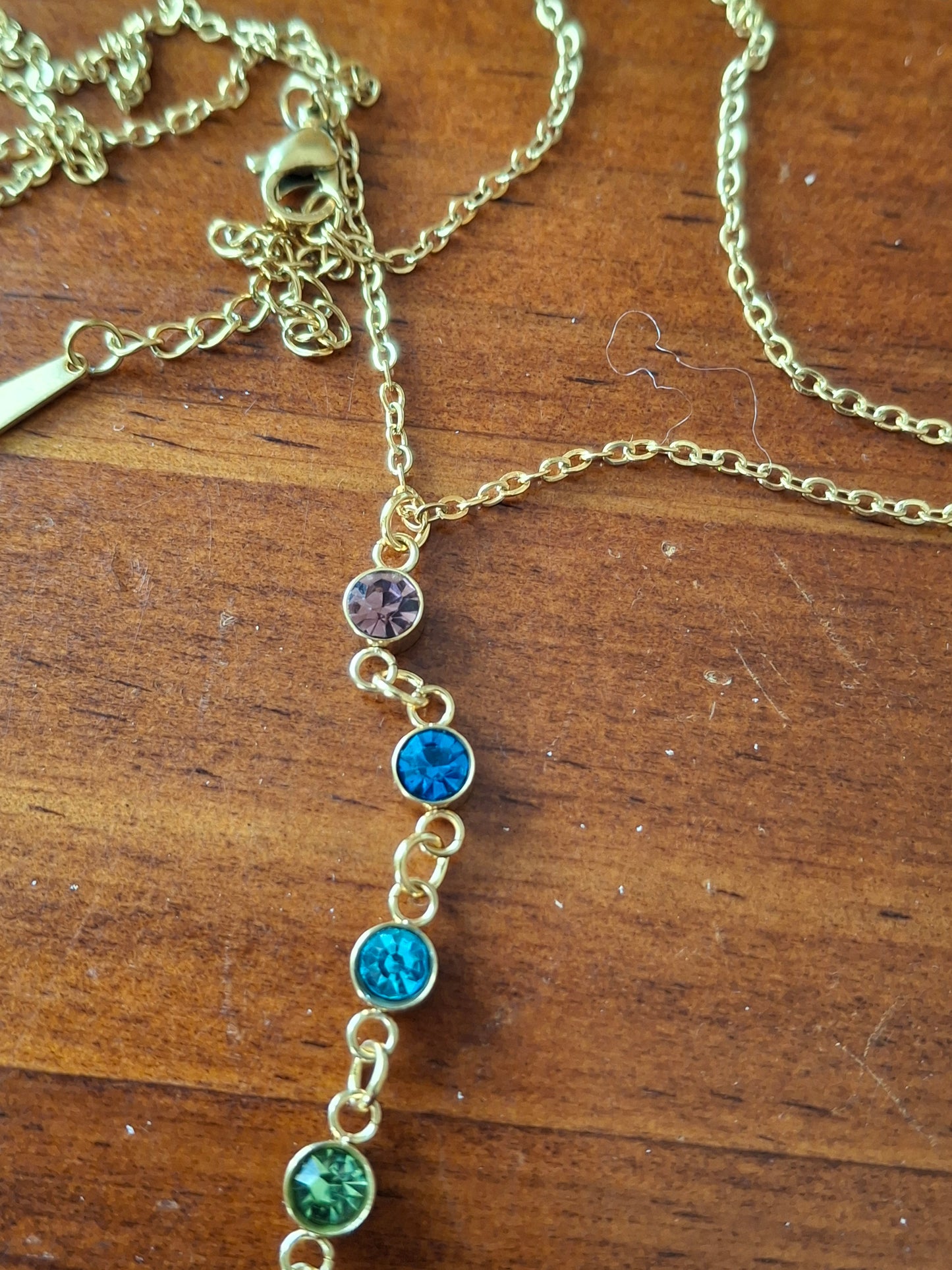 Y-förmige Halskette, Edelstahl 316, 7 Chakren