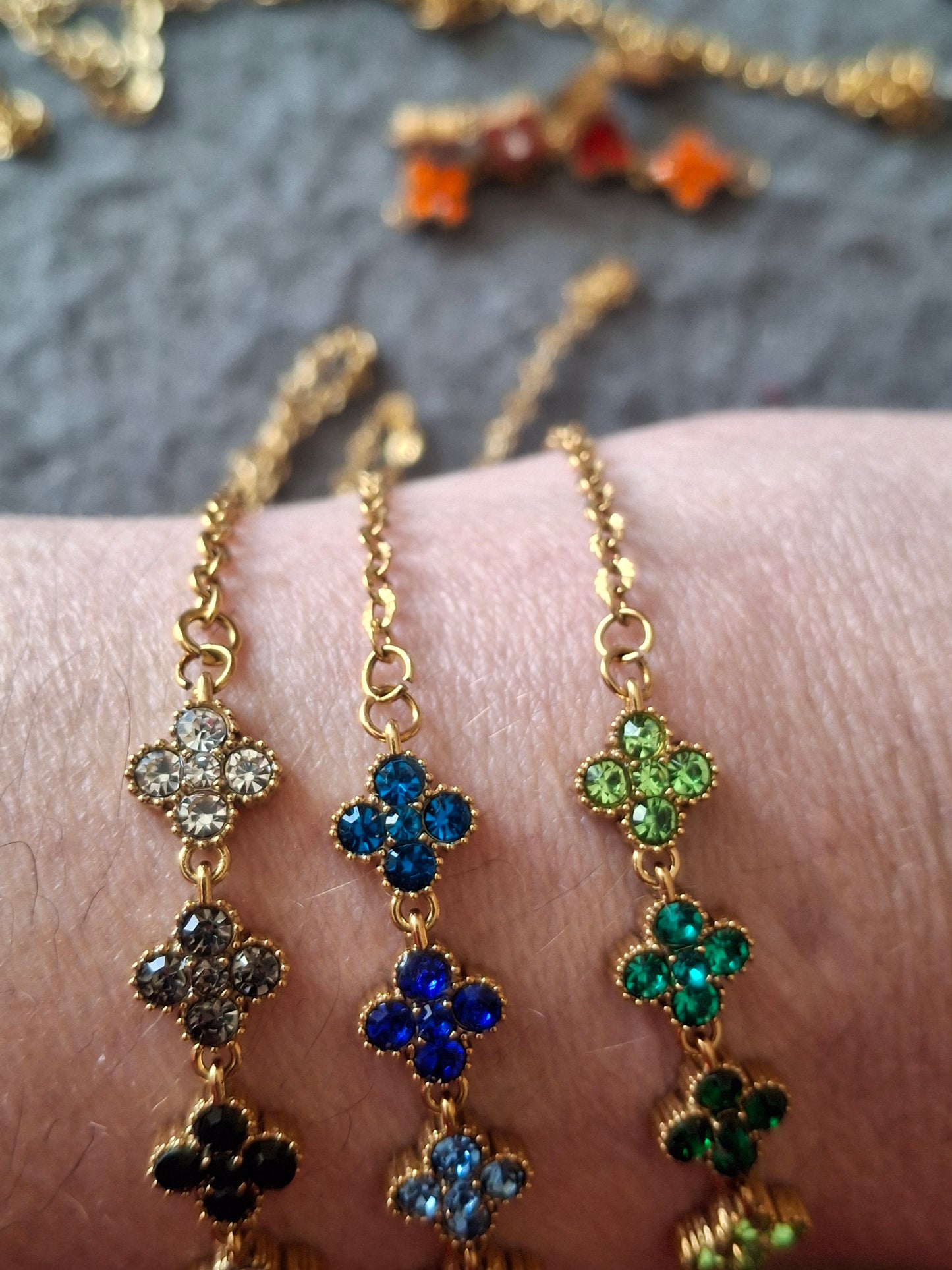 Armband Kette Edelstahl 316 Kristall und Kette Edelstahl 316 handgefertigt nur auf Maß
