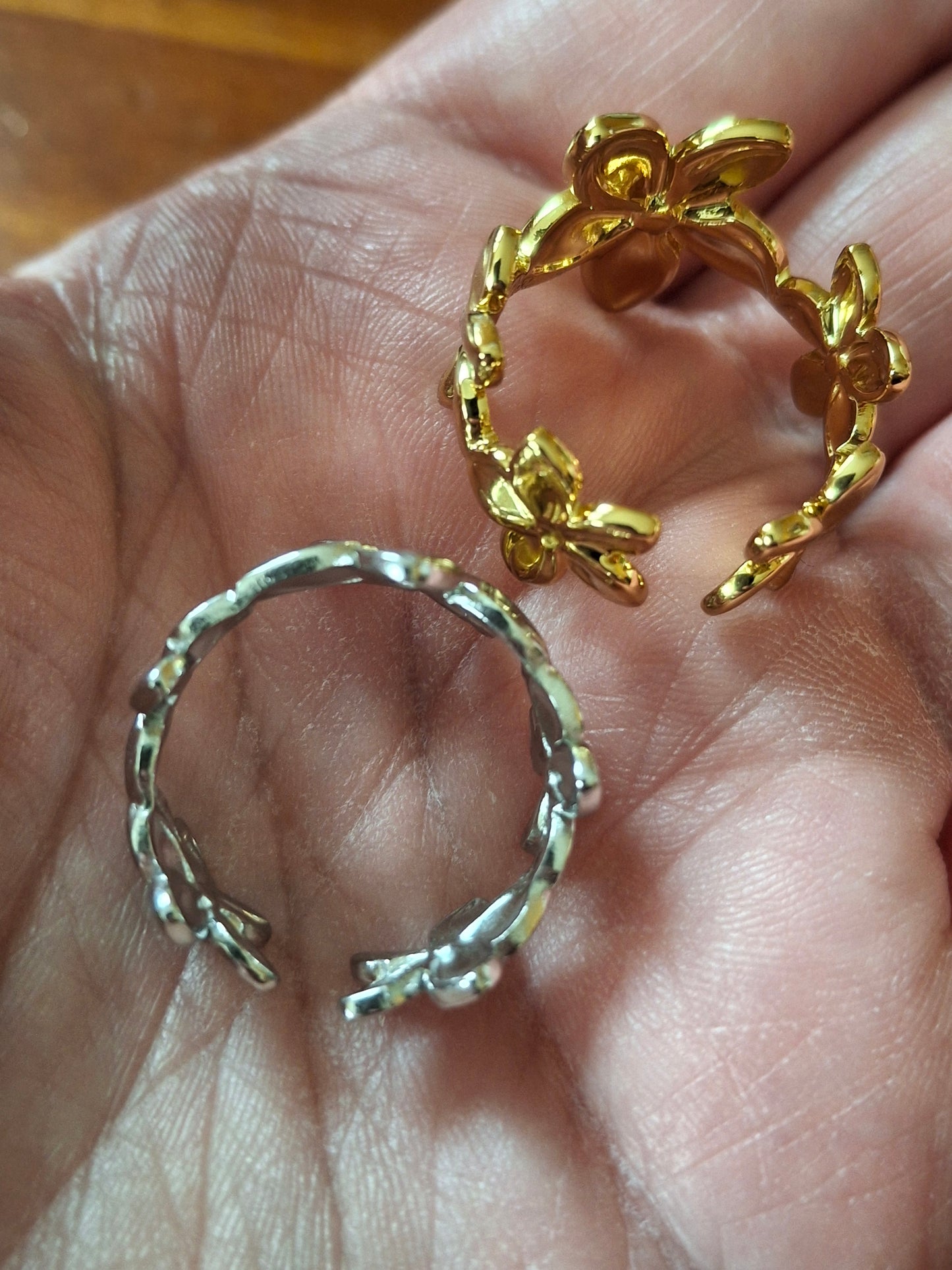 Bague acier inoxydable stainless steel 316 or ou argent réglable ajustable