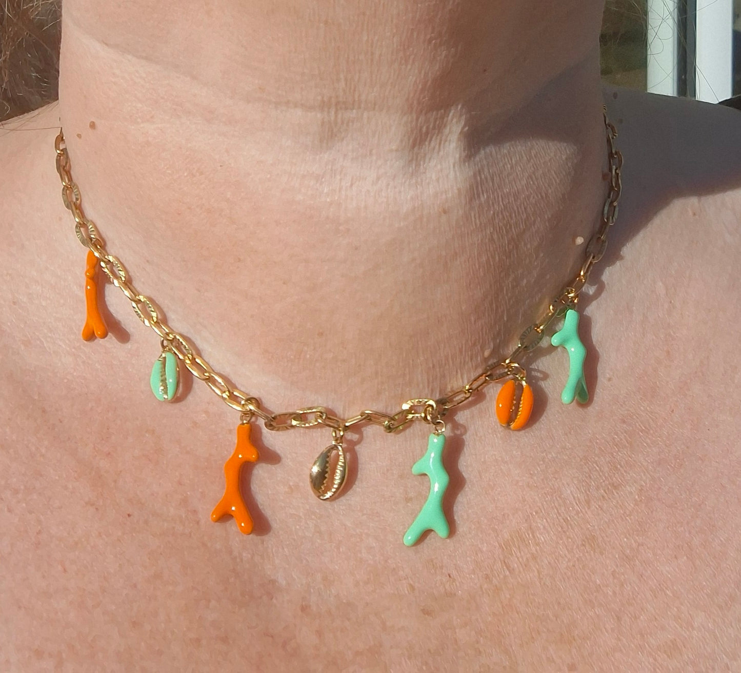 Collier acier inoxydable stainless steel et breloques stainless steel réglable handmade