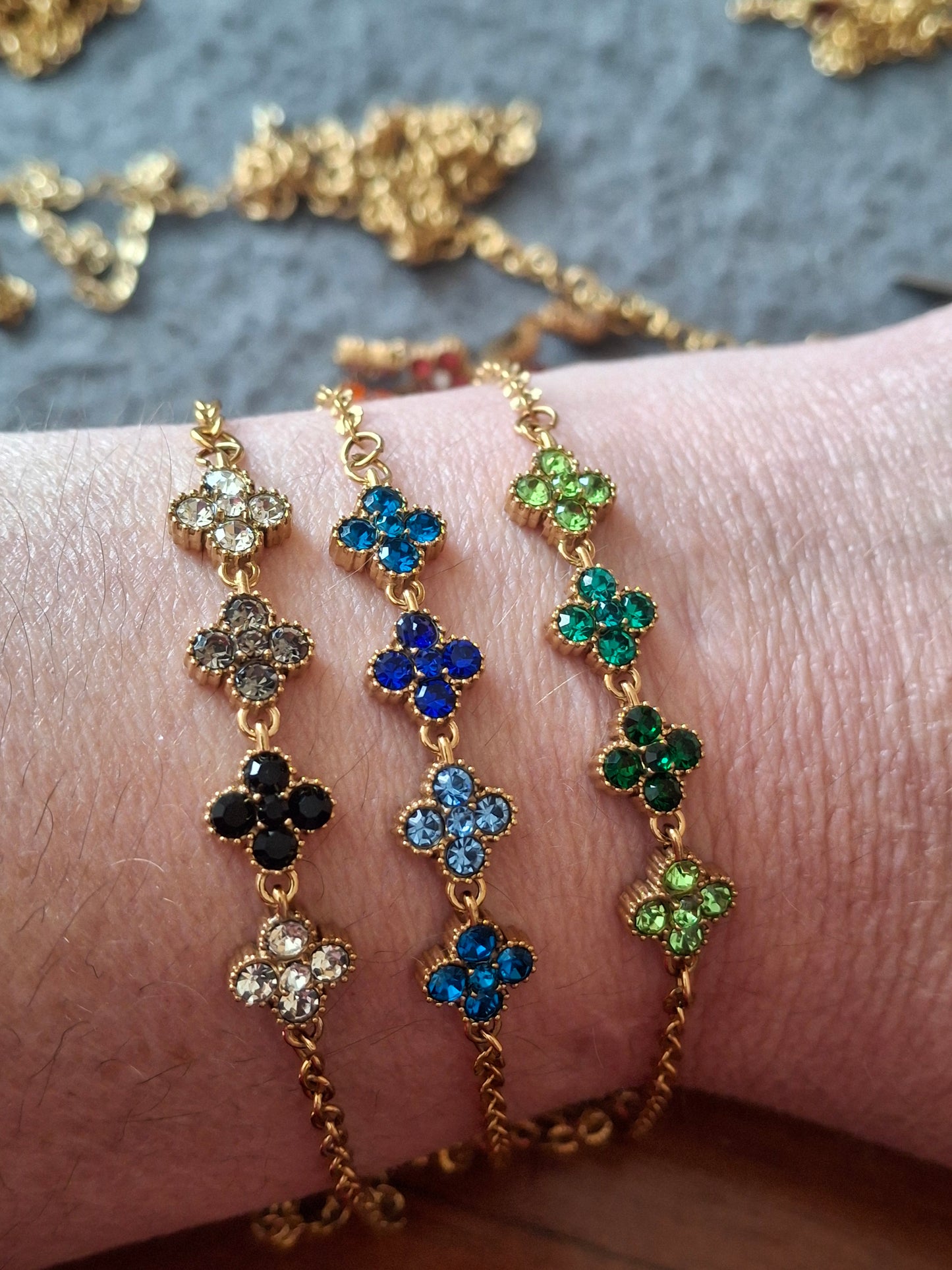 Armband Kette Edelstahl 316 Kristall und Kette Edelstahl 316 handgefertigt nur auf Maß