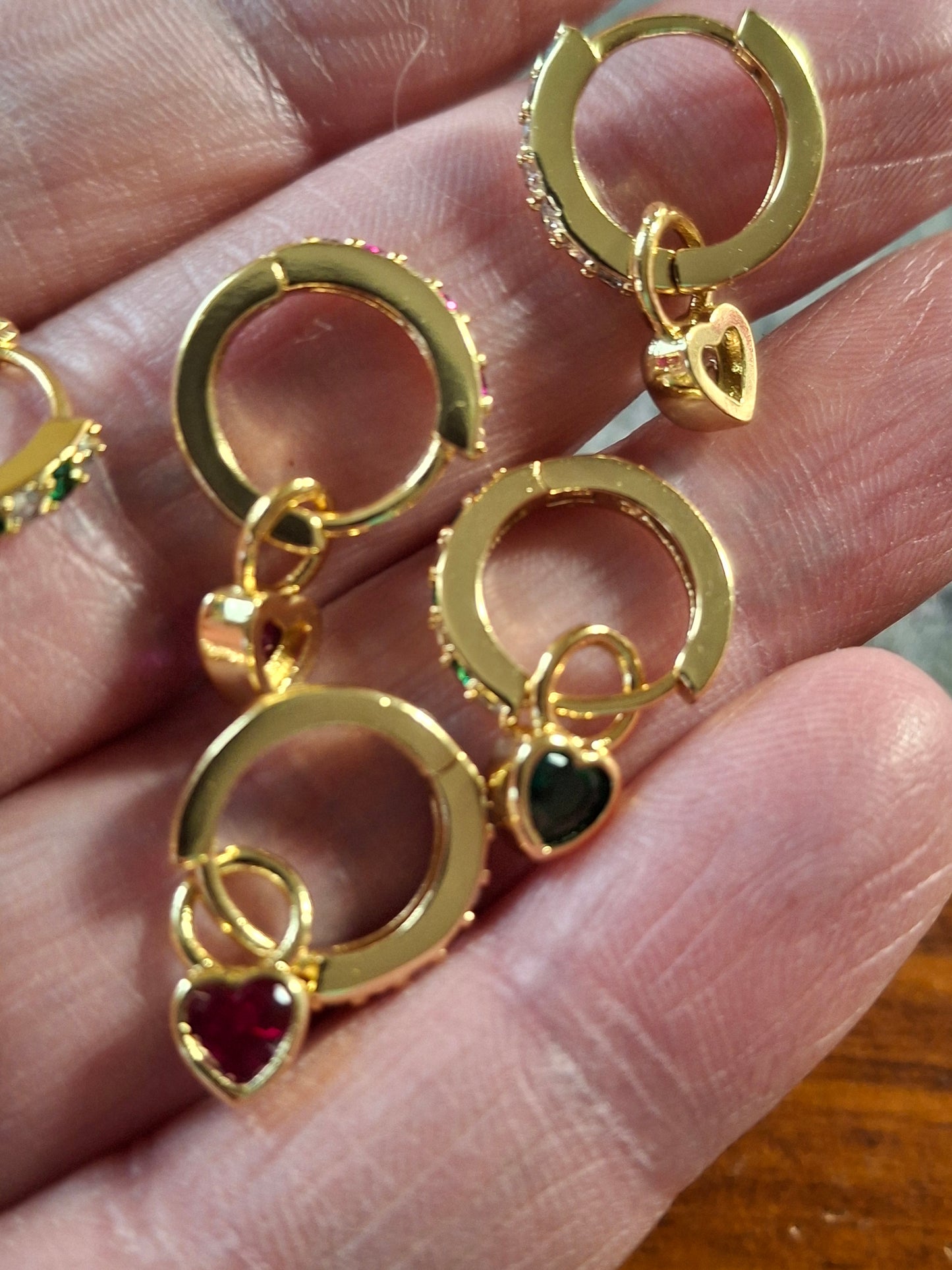 Single earrings, 316 stainless steel huggies and heart pendant with zirconia