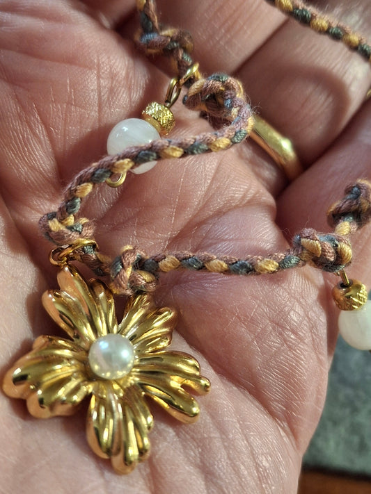 Collier cordon tressé réglable ajustable handmade