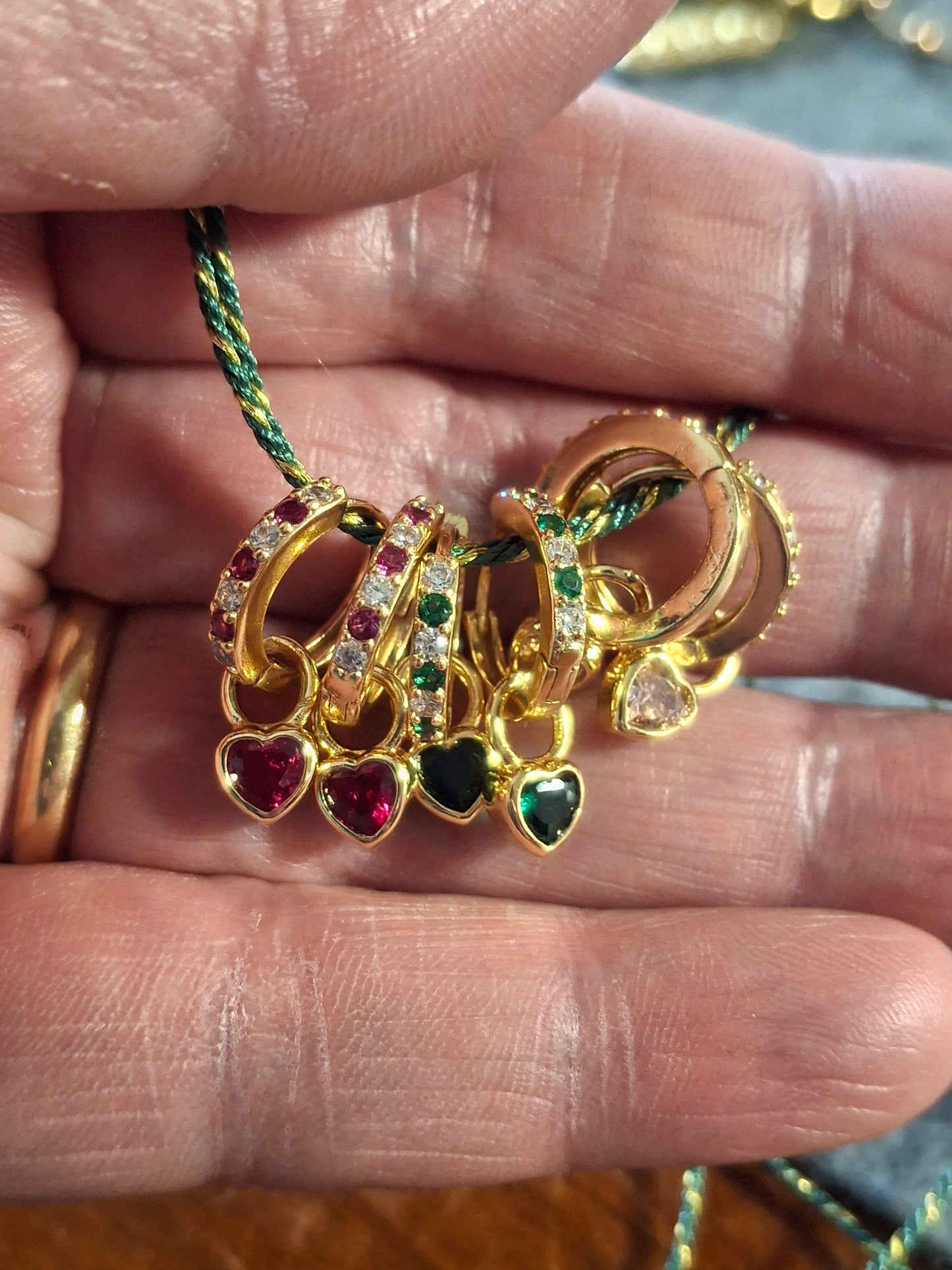 Single earrings, 316 stainless steel huggies and heart pendant with zirconia