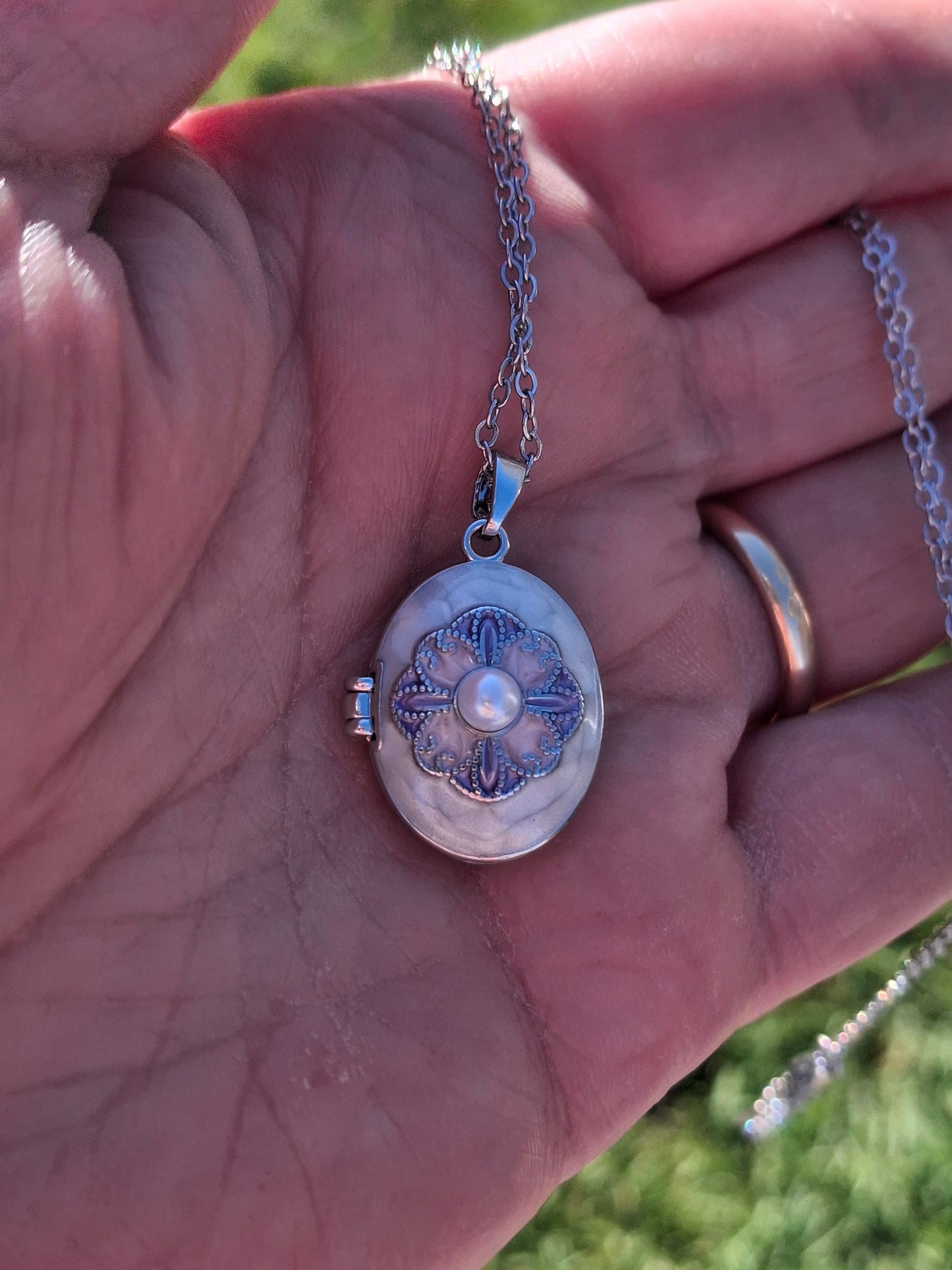 Halskette aus Edelstahl 316, verstellbar, mit Anhänger für Fotos aus Edelstahl 316.