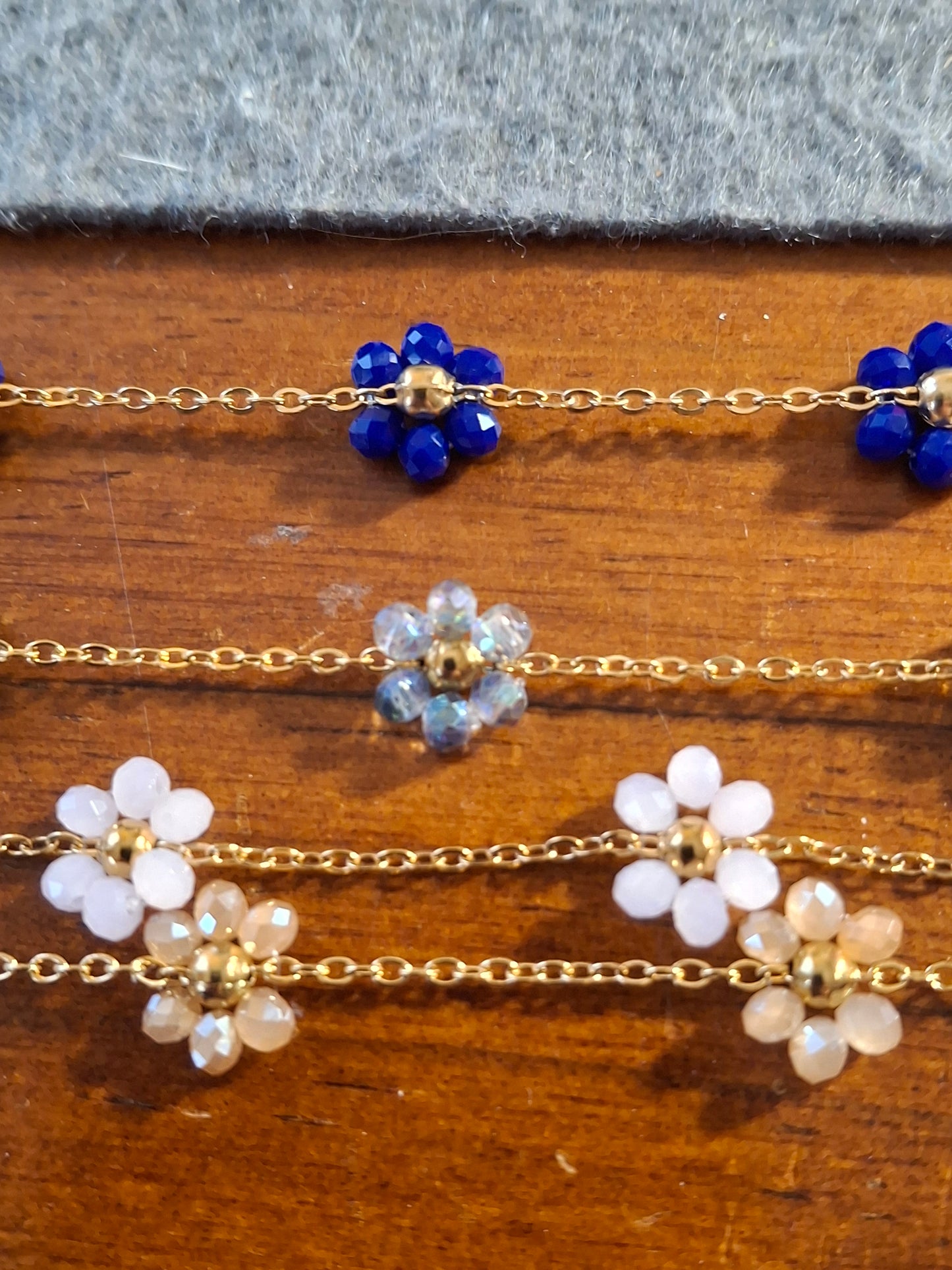 Bracelet chaîne acier inoxydable stainless steel fleurs sur mesure