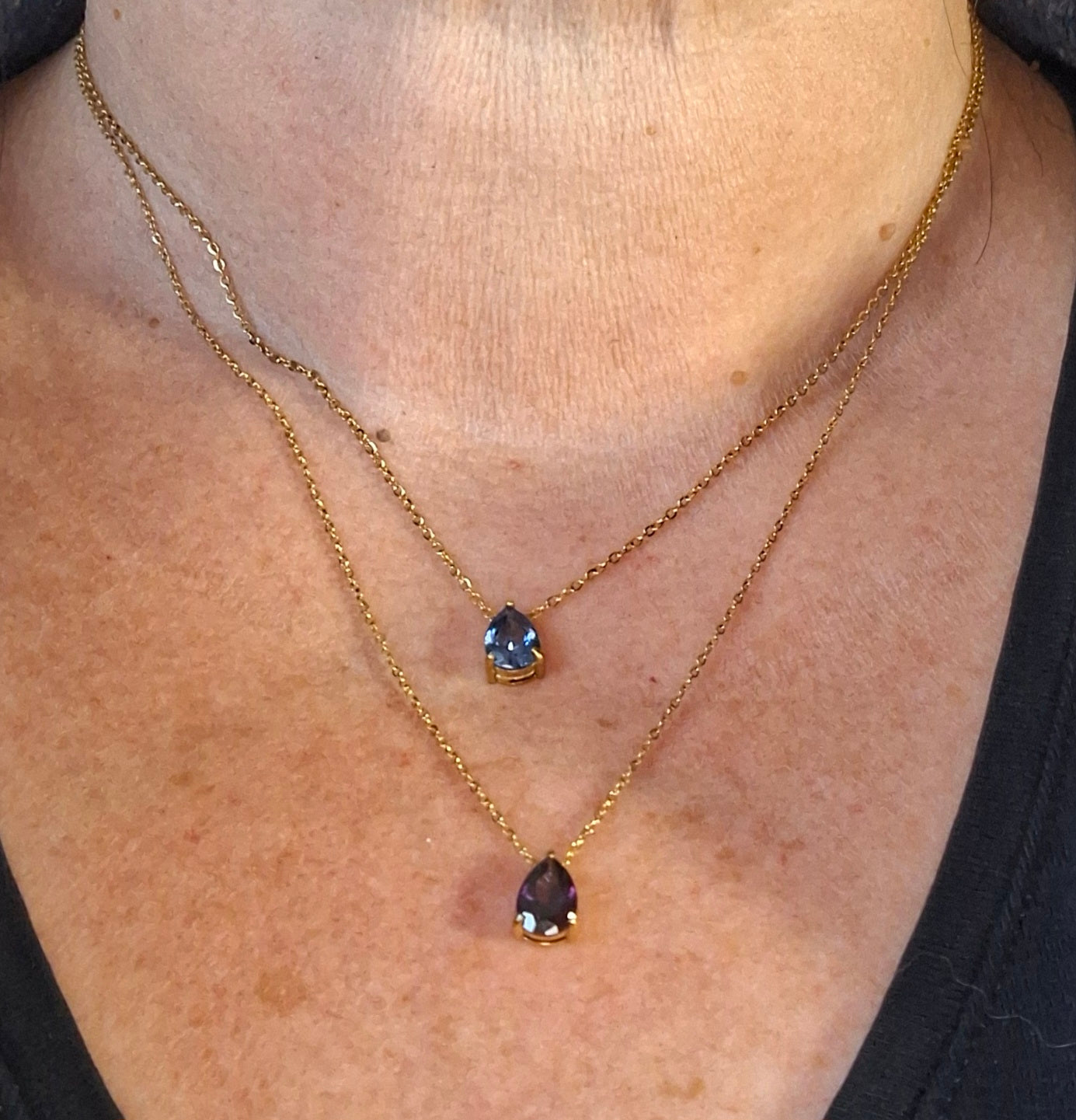 Collier chaîne acier inoxydable stainless steel 316 et cristal pierre de naissance réglable ajustable