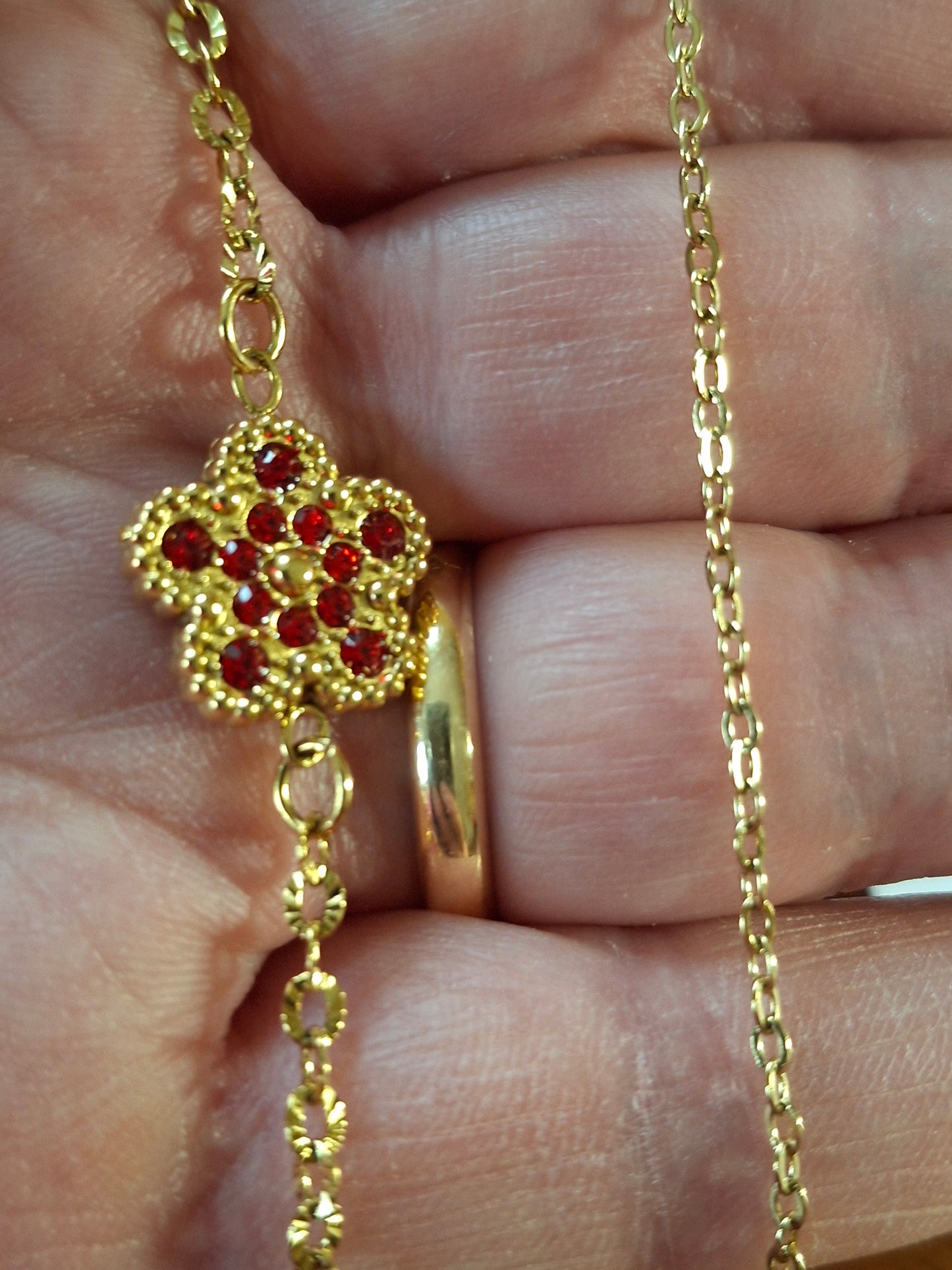 Bracelet chaîne acier inoxydable stainless steel 316 et fleur de prunier stainless steel 316 sertie zirconium sur mesure