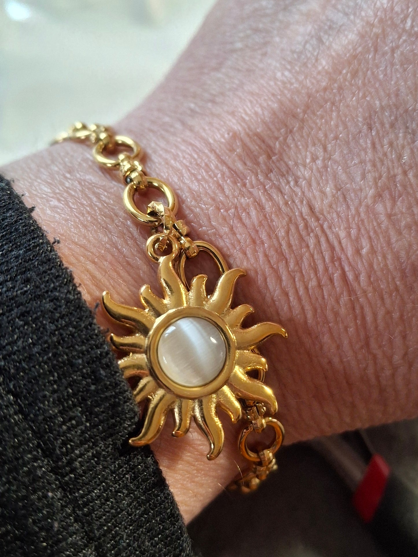 Armband Gliederkette Edelstahl 316, maßgefertigter polierter Sonnenanhänger Edelstahl 316