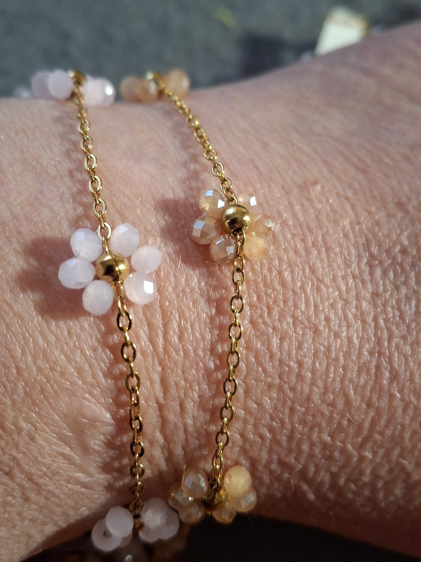 Bracelet chaîne acier inoxydable stainless steel fleurs sur mesure