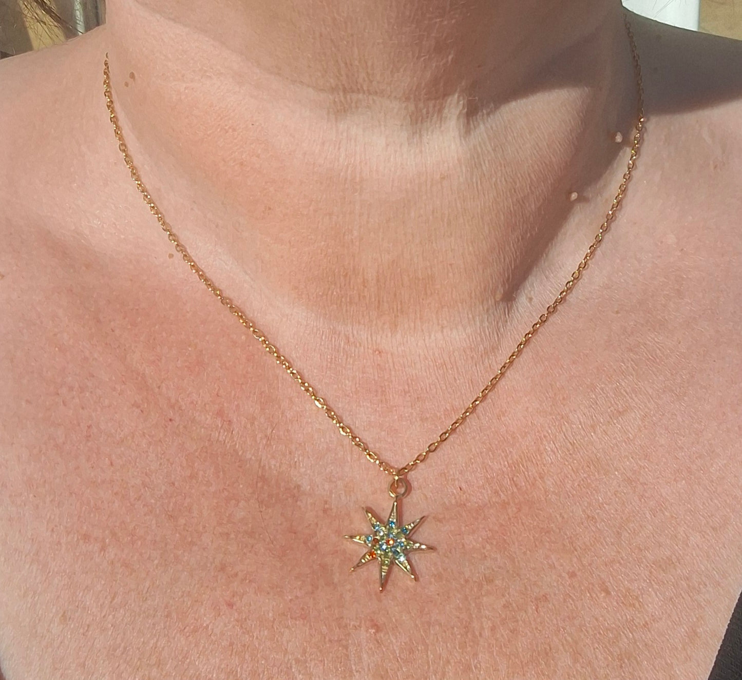 Edelstahl Goldkette Halskette Edelstahl Polarstern Anhänger Edelstahl