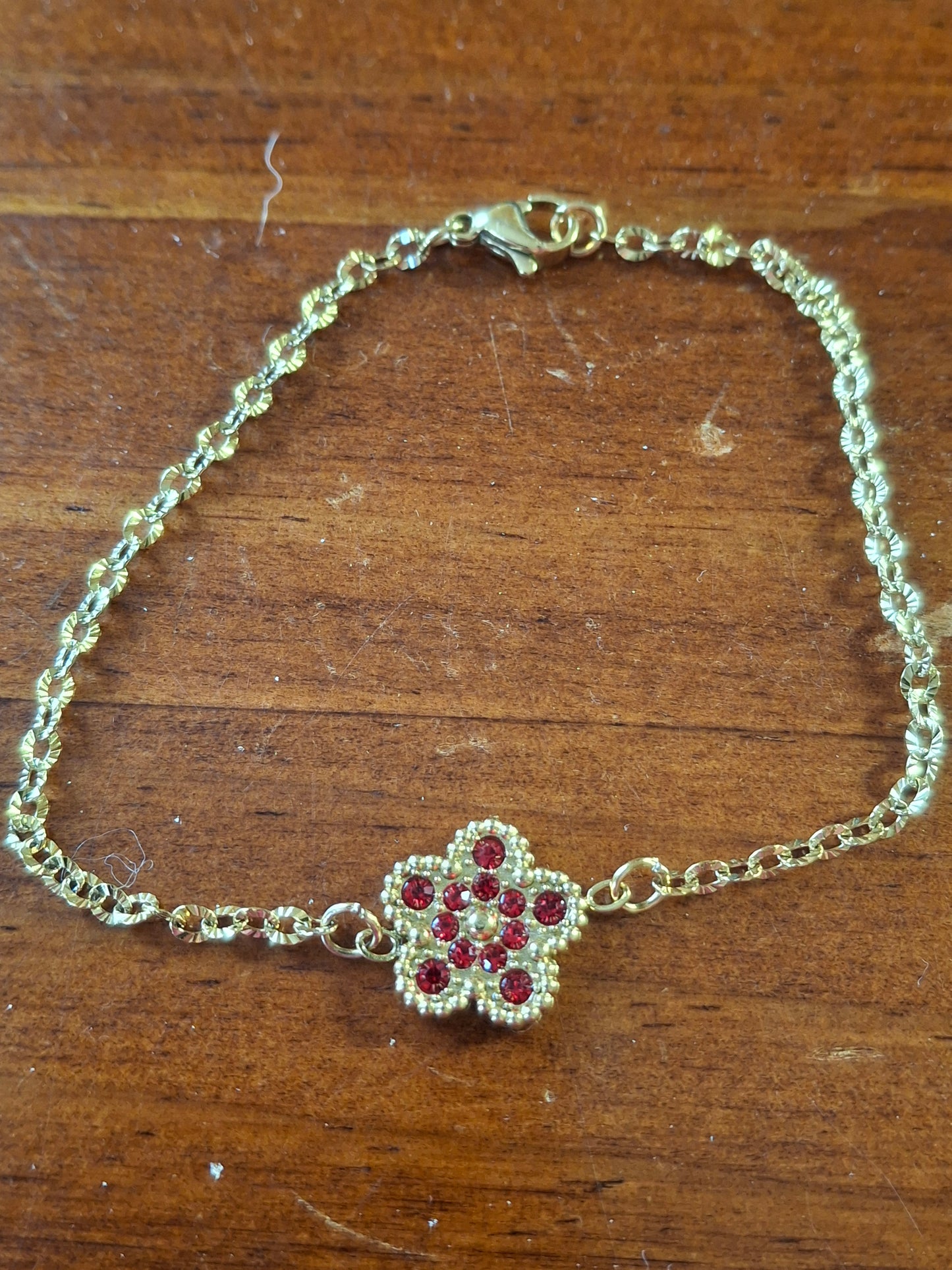 Bracelet chaîne acier inoxydable stainless steel 316 et fleur de prunier stainless steel 316 sertie zirconium sur mesure