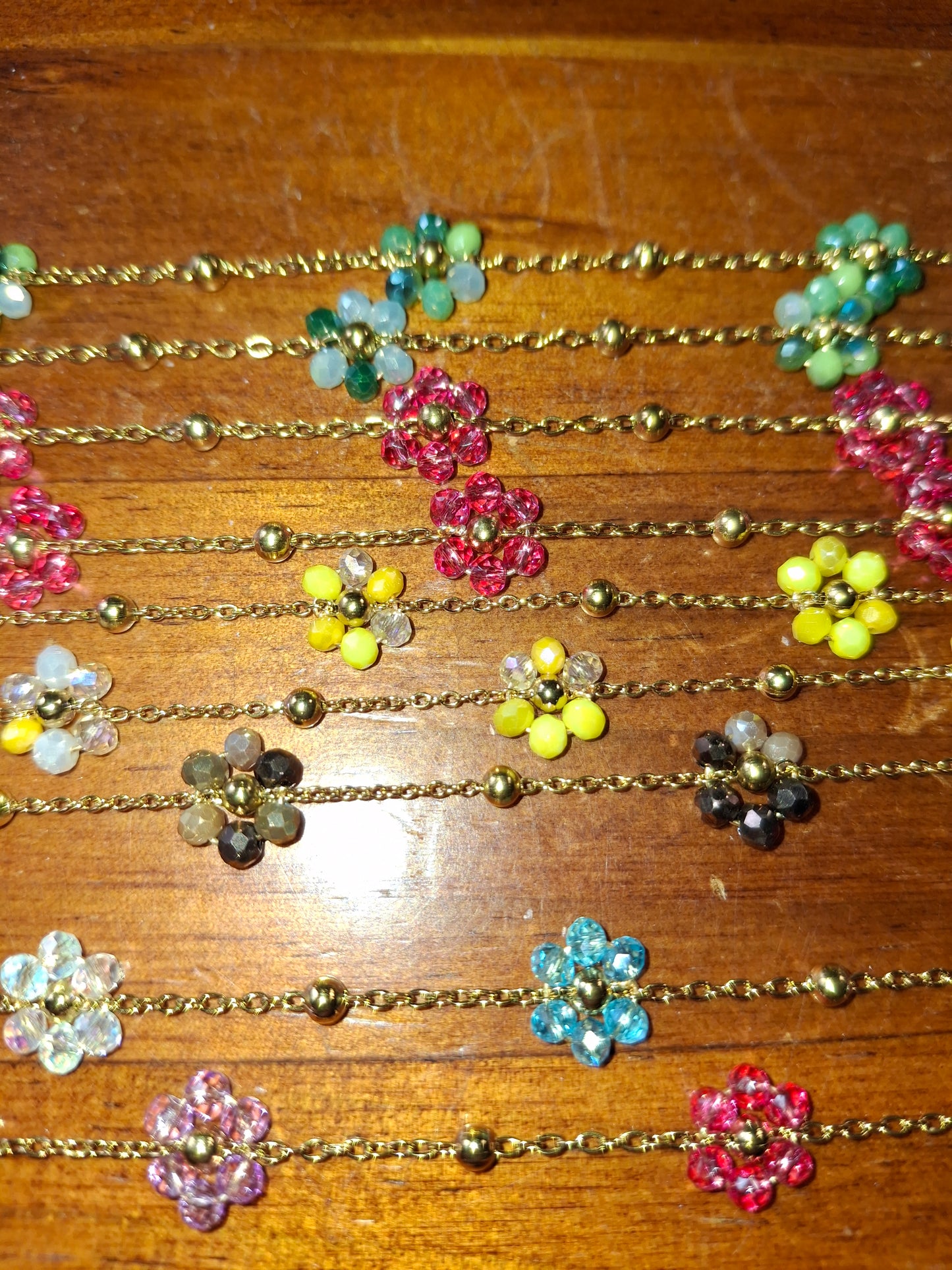 Collier chaîne dorée acier inoxydable stainless steel 316 et fleurs