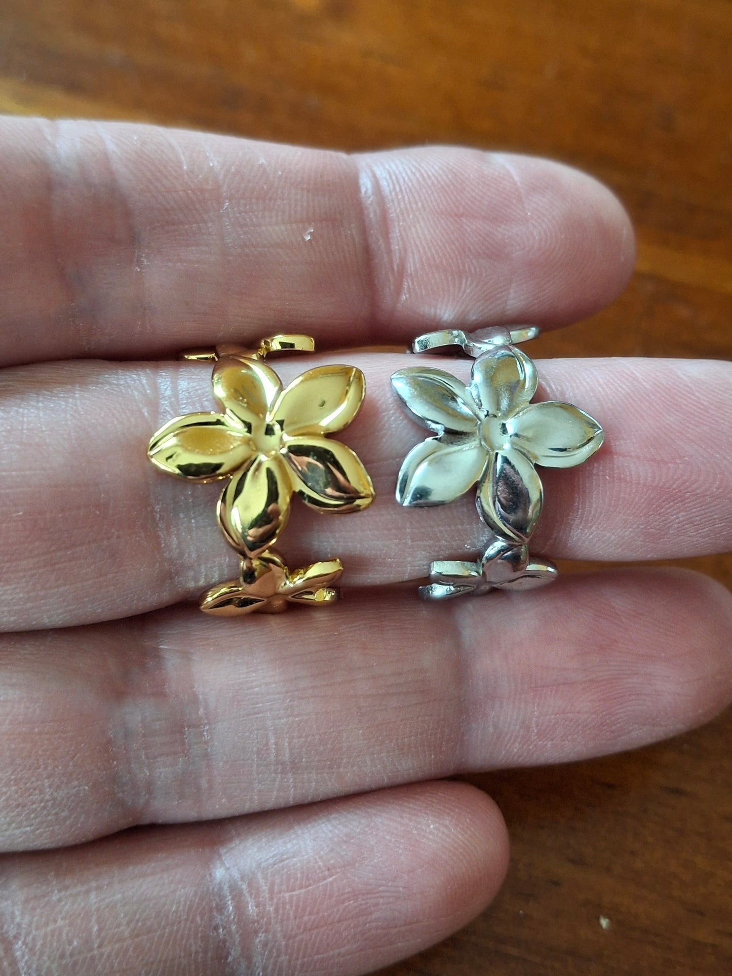 Bague acier inoxydable stainless steel 316 or ou argent réglable ajustable