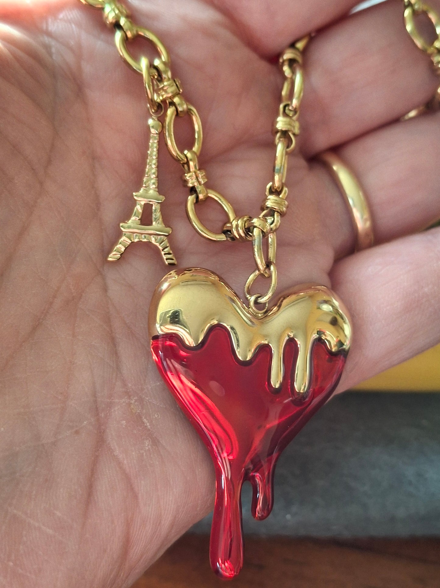 Verstellbare Edelstahl-316-Panzerkette mit Herz- und Eiffelturm-Anhängern